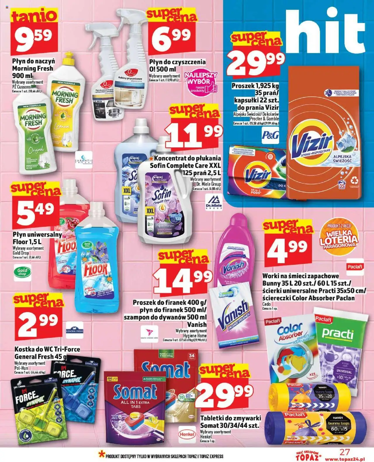 Topaz Gazetka - Ceny małe na stałe od 11.09.2025 | Strona: 27 | Produkty: Vanish, Szampon, Tabletki do zmywarki