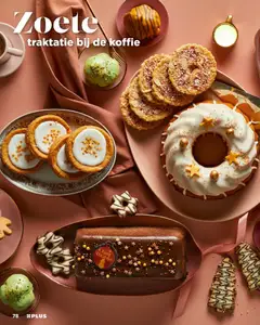 Zoete traktatie bij de koffie, Selection of sweet treats to enjoy with coffee. - Voorbeeld van een folder van Plus, geldig van 29.11.2025 | Pagina: 78