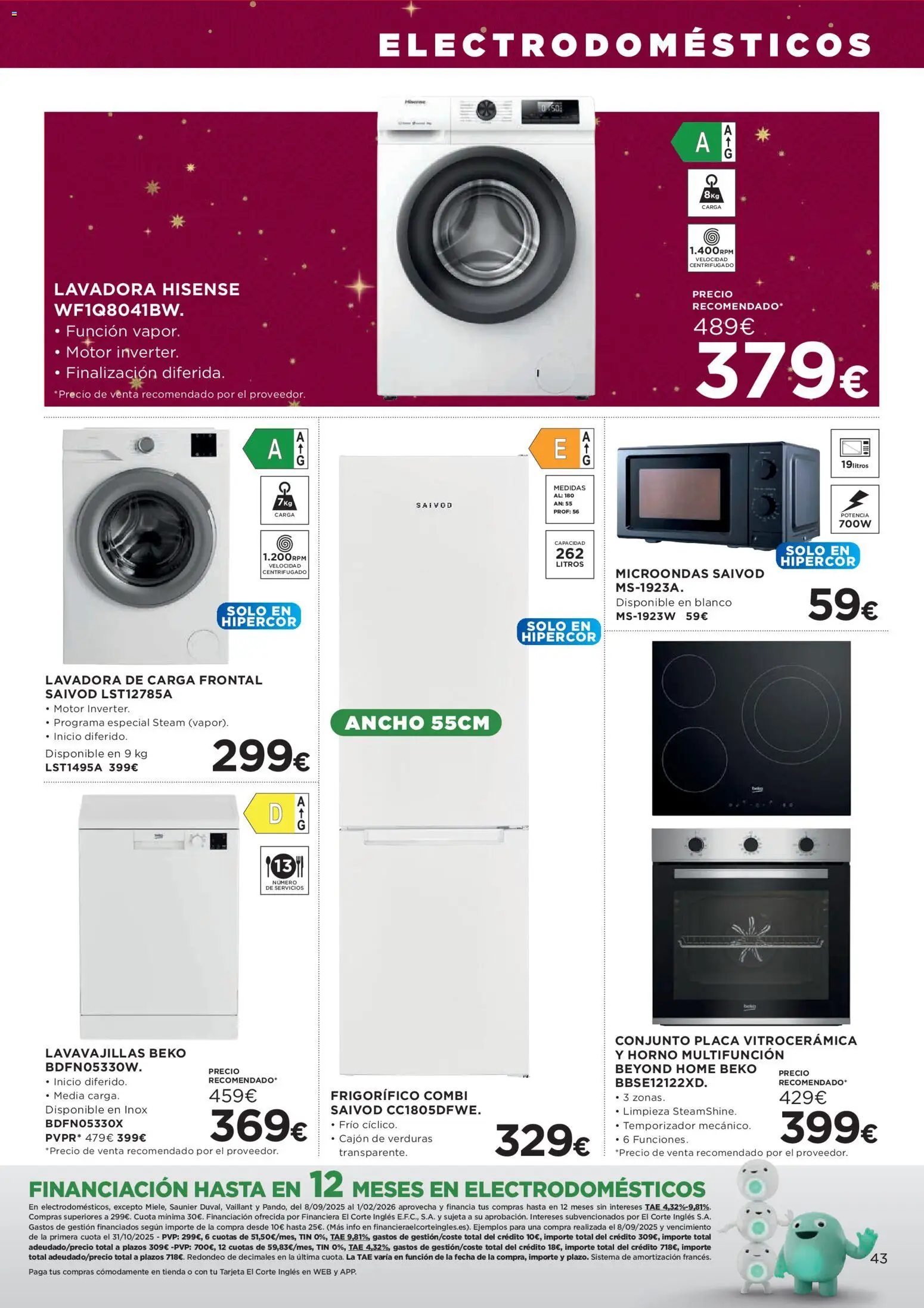 Hipercor catálogo │ válido desde el 20.11.2025 | Página: 56 | Productos: Lavadora, Horno, Lavavajillas, Combi