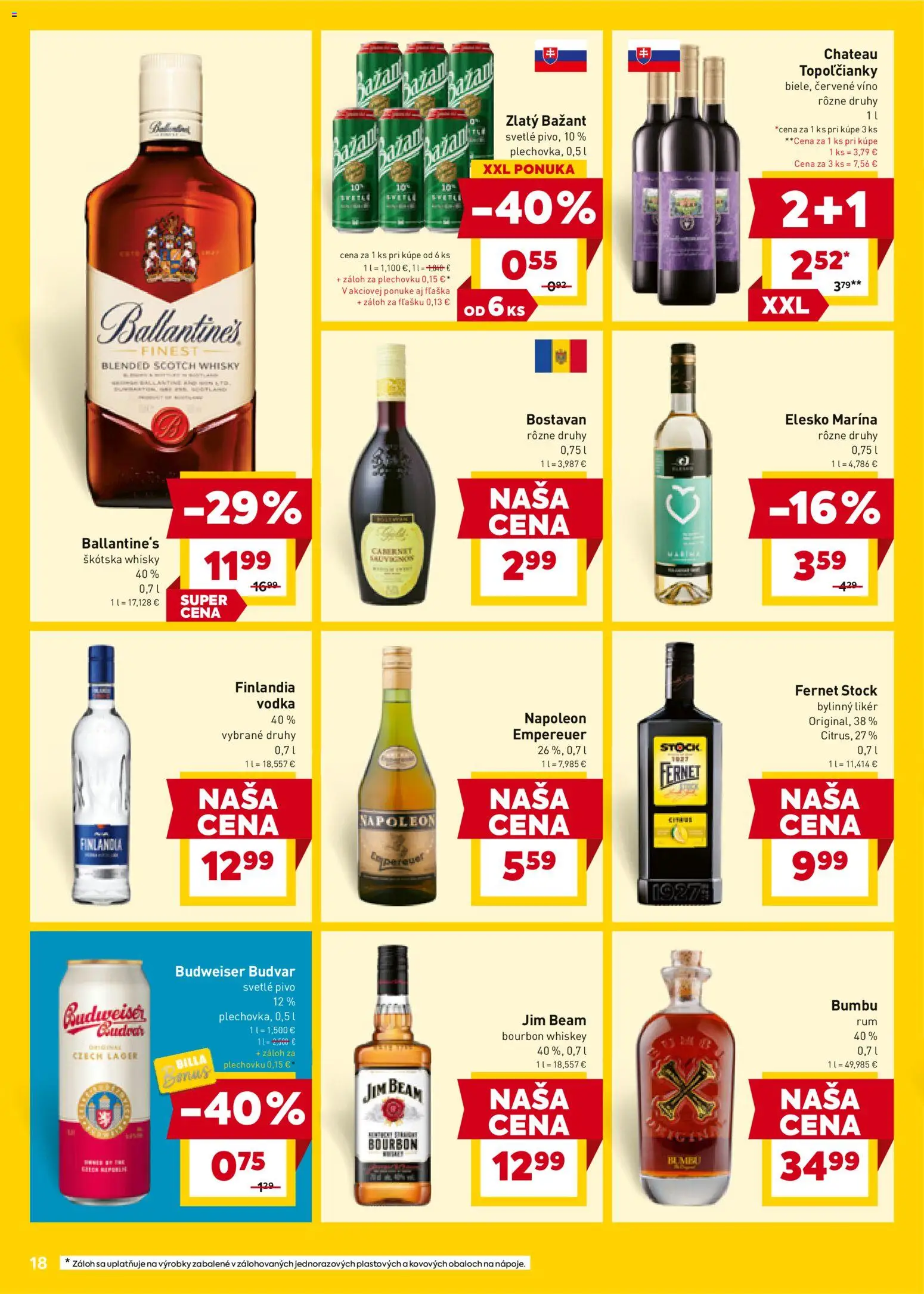 Nové Billa akcie – leták je platný od 26.11.2025 | Strana: 18 | Produkty: Pivo, Červené víno, Vodka, Ballantines