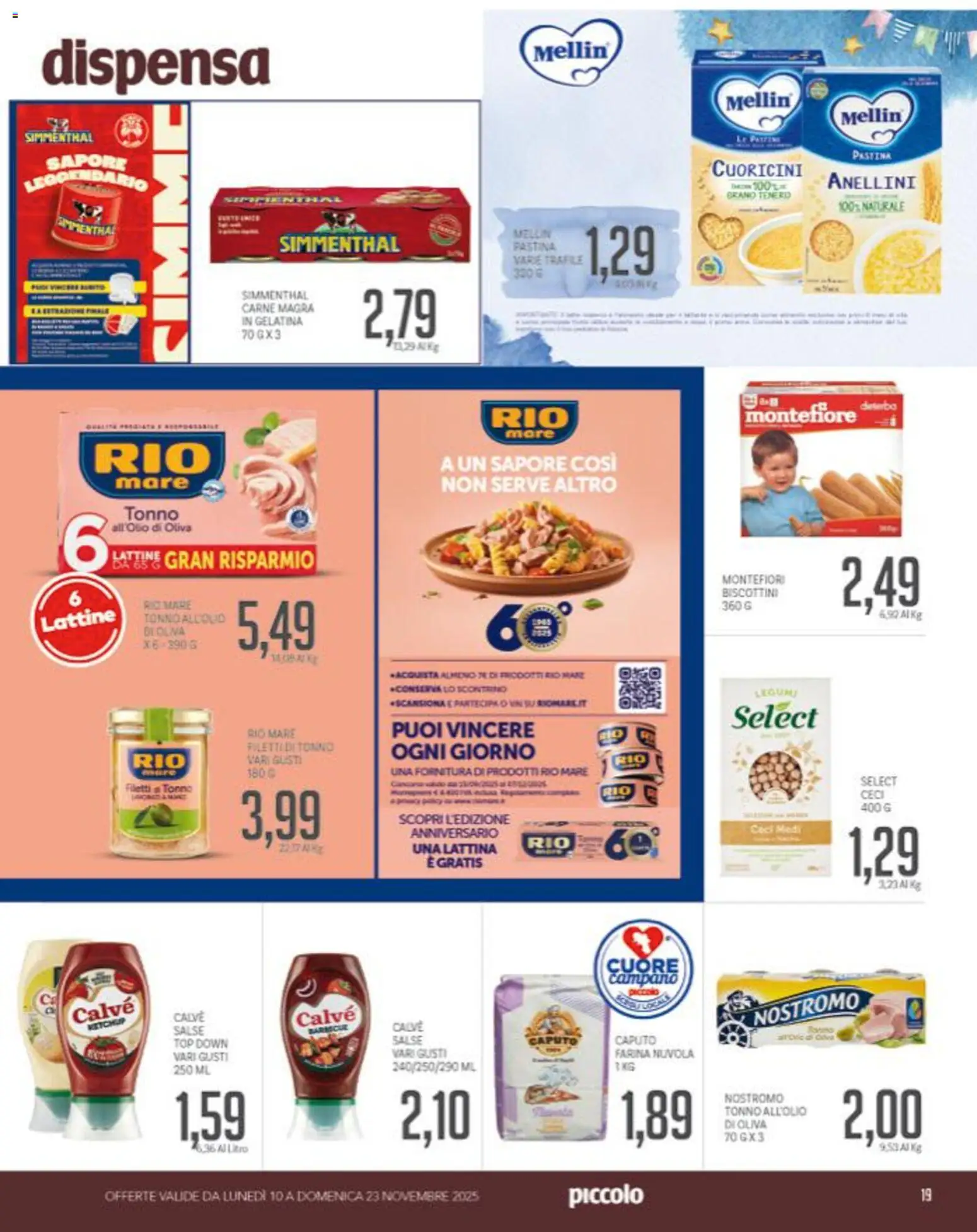 Volantino Piccolo del 10.11.2025 | Pagina: 19 | Prodotti: Ketchup, Ceci, Top, Tonno