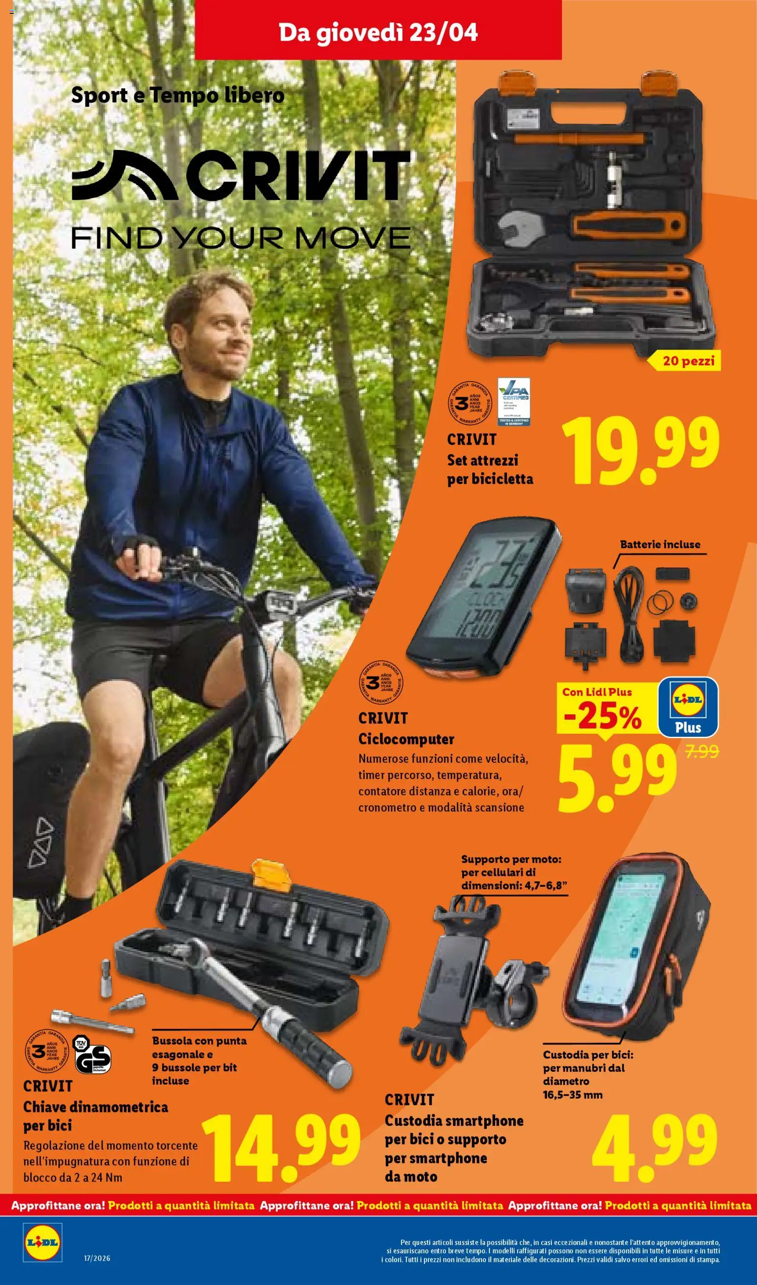 Volantino Lidl del 23.04.2026 | Pagina: 30 | Prodotti: Bicicletta, Smartphone, Computer, Batterie