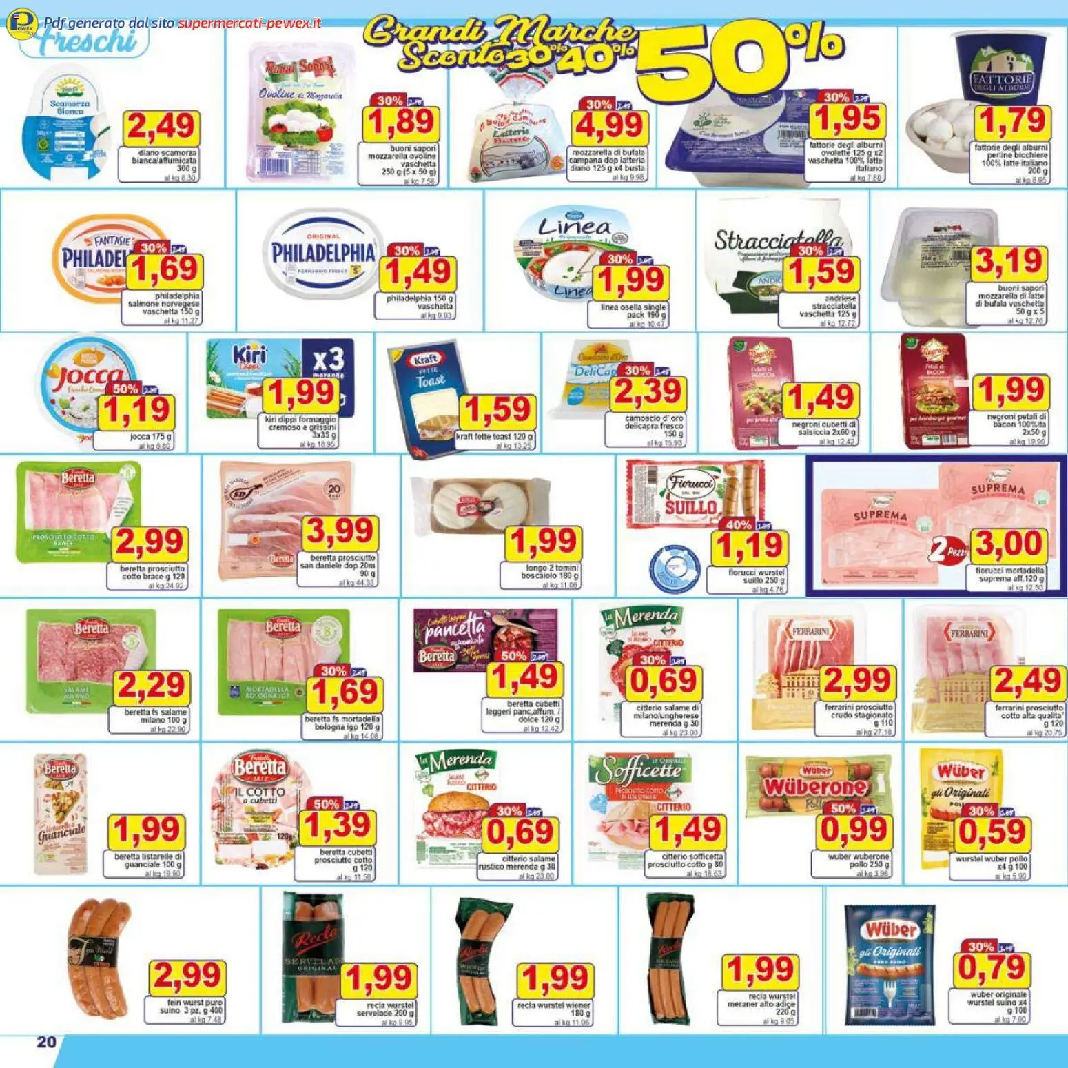 Volantino Pewex del 07.11.2025 | Pagina: 20 | Prodotti: Pollo, Formaggio, Wurstel, Stracciatella