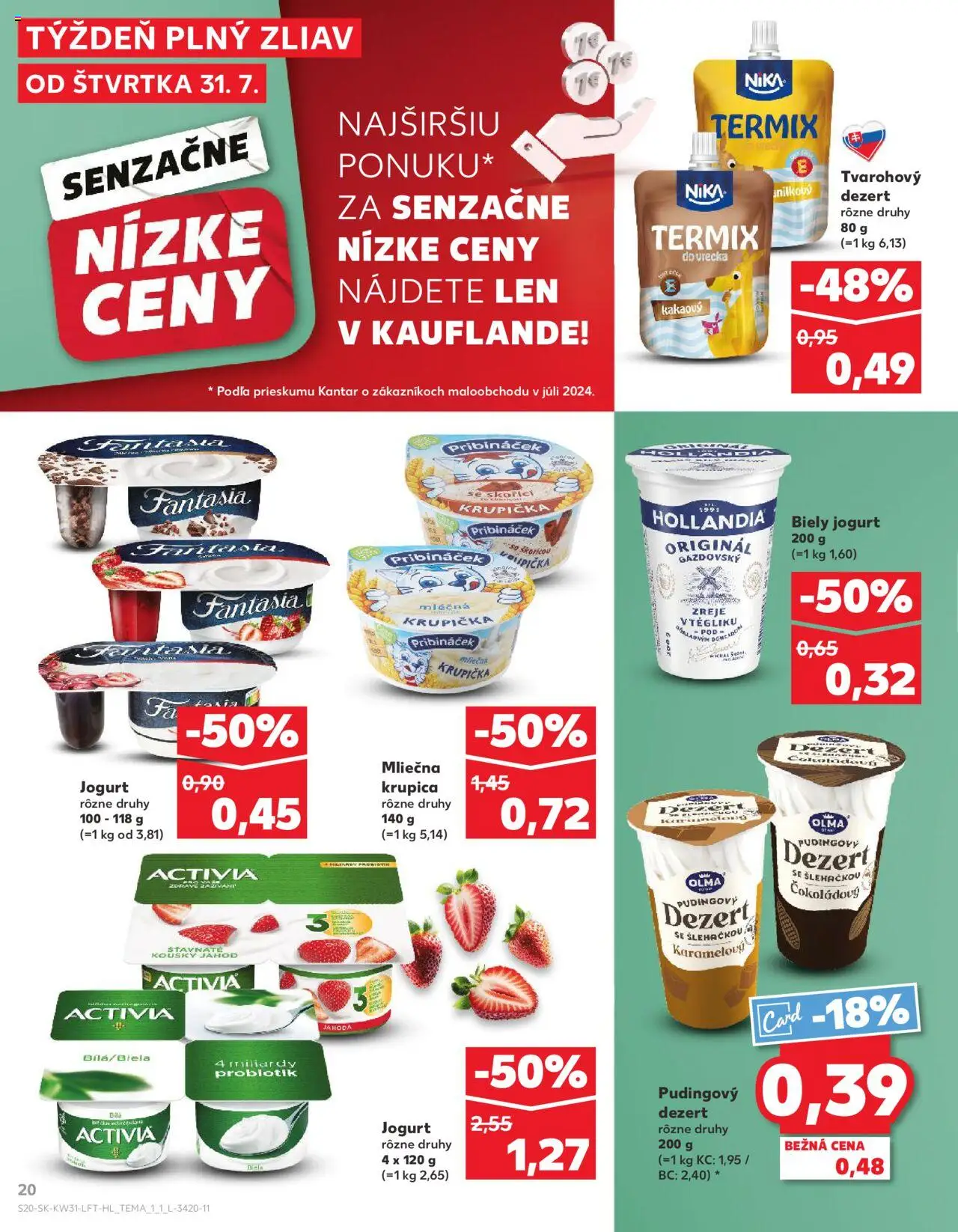 Kaufland Senica │ platný od 31.07.2025 | Strana: 20 | Produkty: Jogurt, Biely jogurt, Krupica
