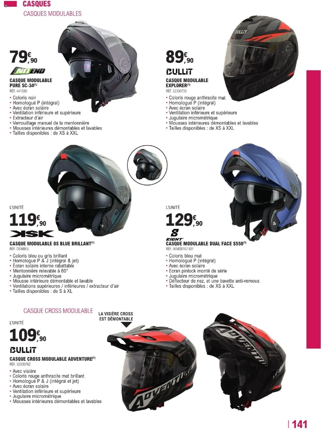  | Page: 141 | Produits: Mousse, Bavette, Casque