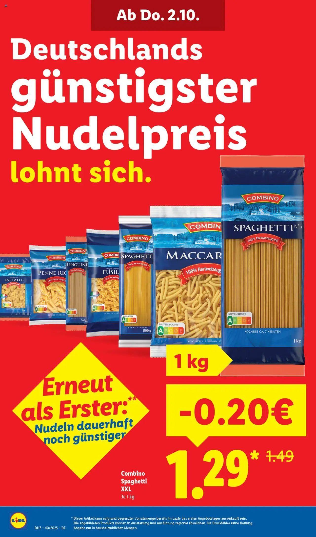 Lidl Prospekt Holzminden – gültig ab 29.09.2025 | Seite: 2 | Produkte: Nudeln
