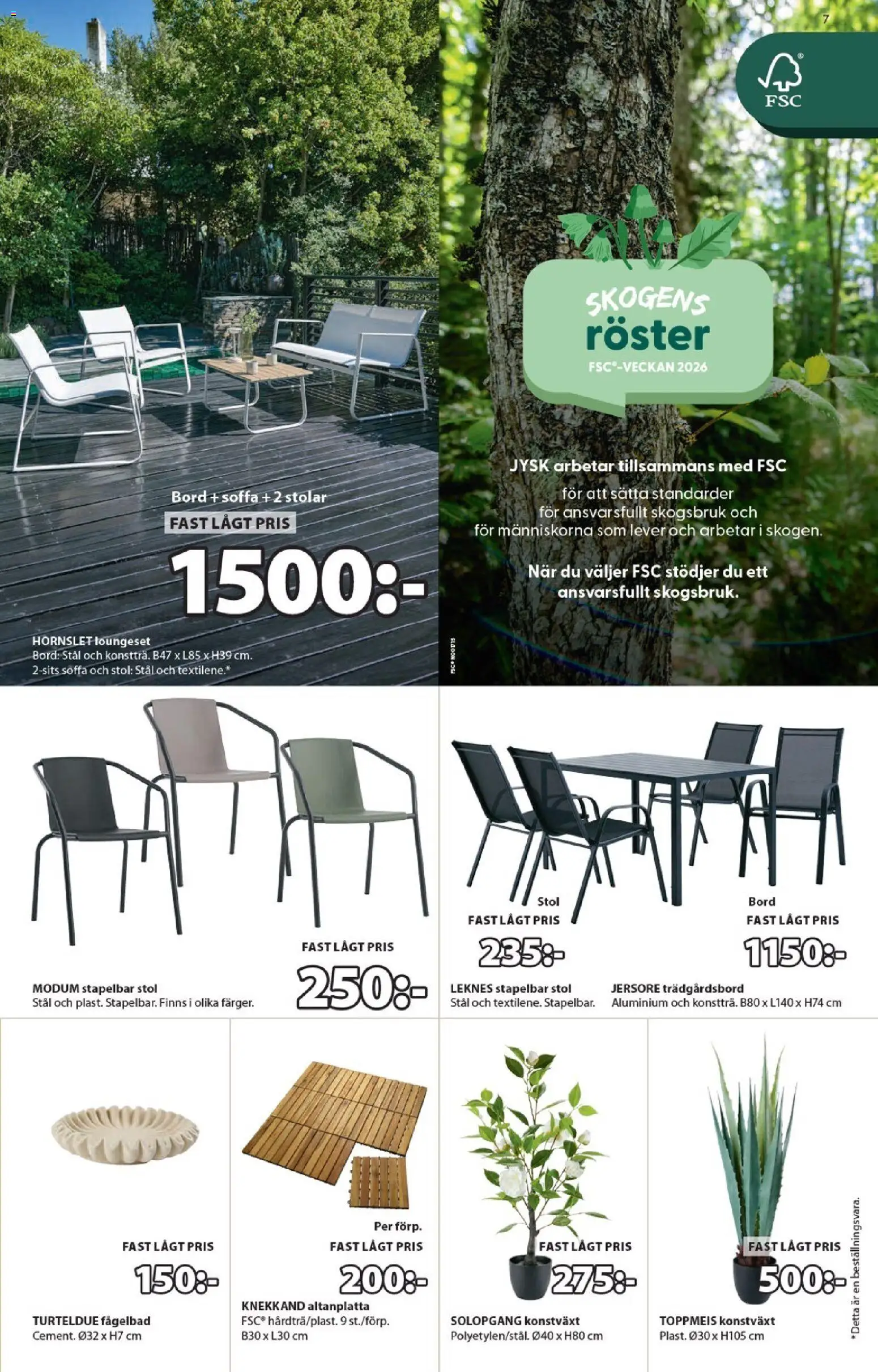 JYSK reklamblad aktuell från 02.03.2026 | Sida: 7 | Produkter: Konstväxt, Soffa, Bord, Stol