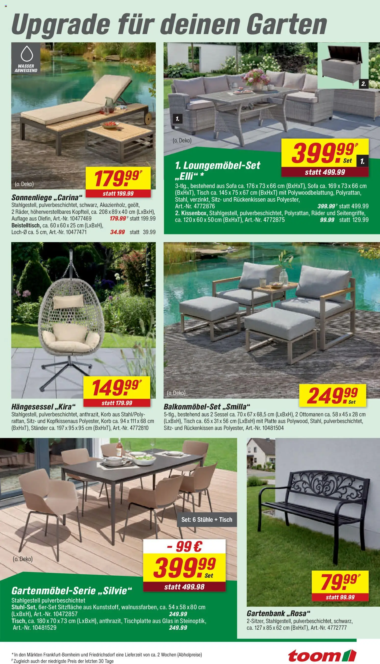 Toom Baumarkt Prospekt 	 – gültig ab 25.04.2026 | Seite: 15 | Produkte: Sessel, Tisch, Korb, Wasser