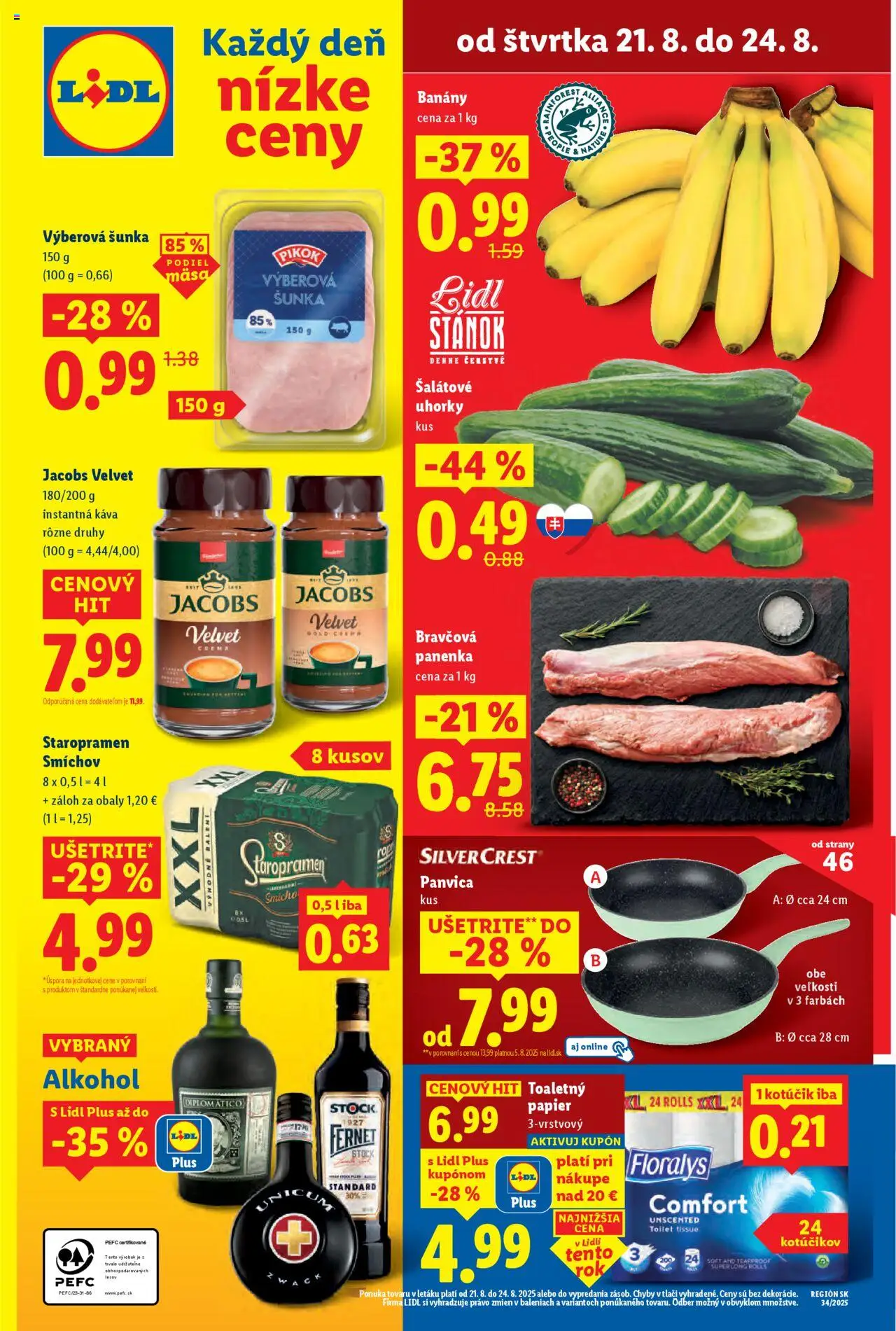 Lidl leták │ platný od 18.08.2025 | Strana: 60 | Produkty: Šunka, Bravčová panenka, Staropramen, Fernet Stock