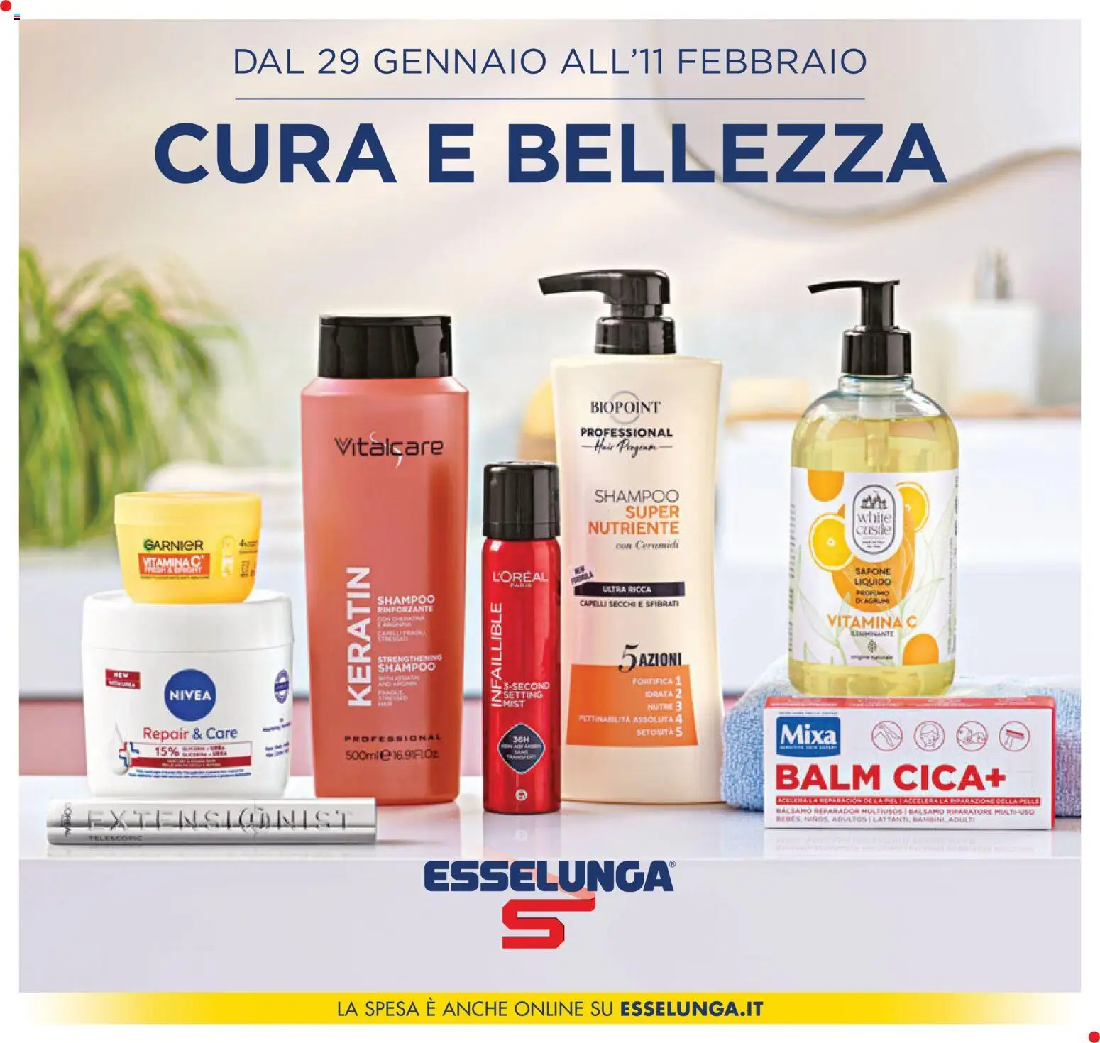 Volantino Esselunga S del 29.01.2026 | Pagina: 1 | Prodotti: Shampoo, Balsamo, Sapone