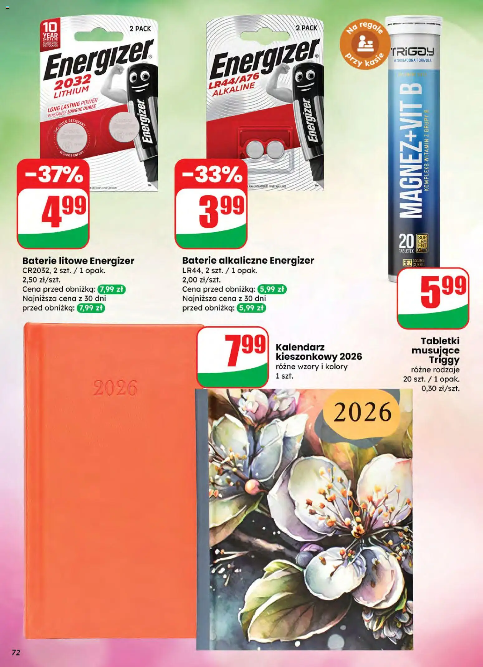 Dino Gazetka od 26.11.2025 | Strona: 72 | Produkty: Kalendarz, Baterie