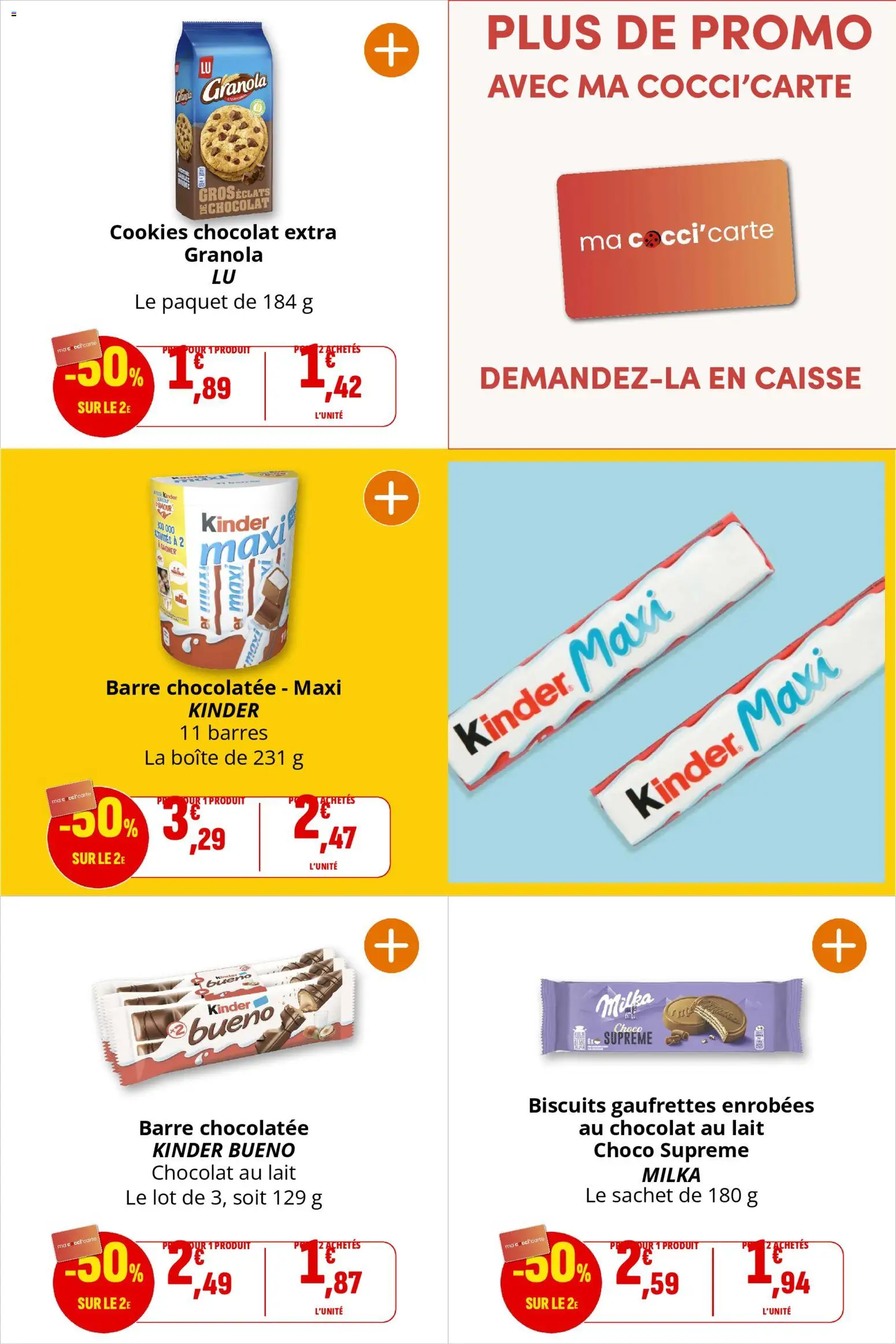{H1} | Page: 22 | Produits: Cookies, Kinder Bueno, Lait, Biscuits