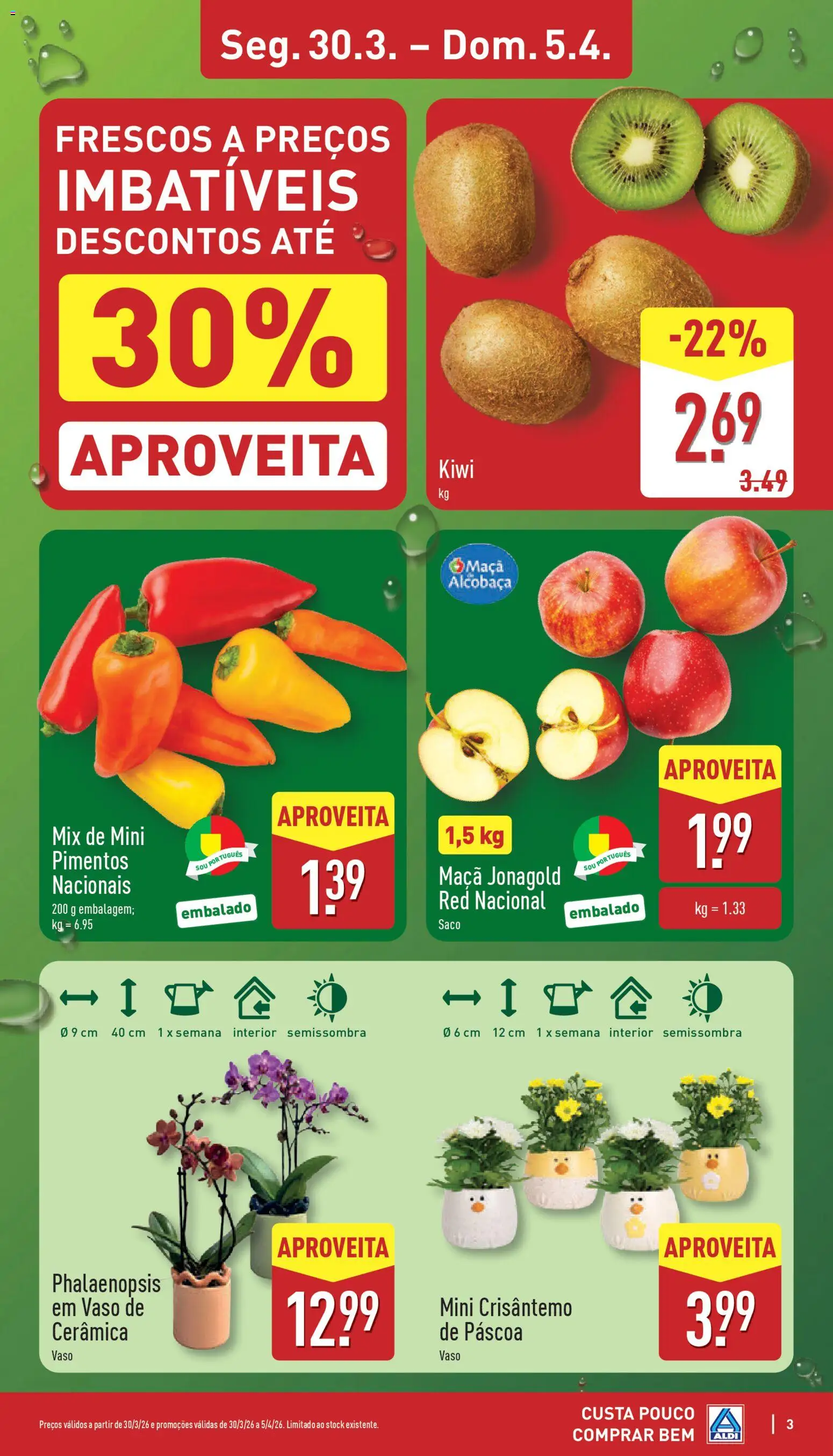 Aldi folheto │ válido de 30.03.2026 | Página: 3 | Produtos: Maça, Vaso, Kiwi