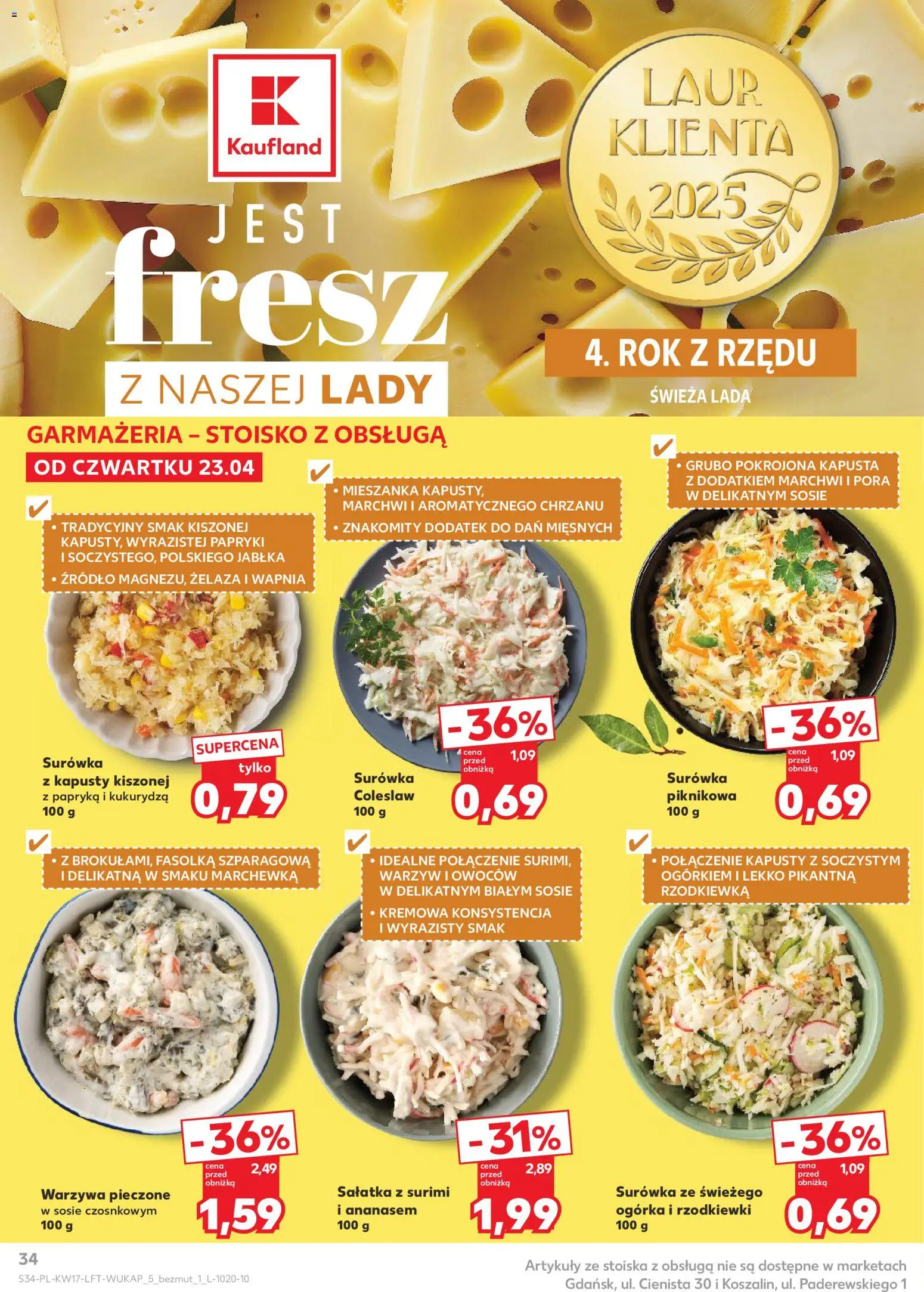 Kaufland gazetka od 23.04.2026 | Strona: 34 | Produkty: Kapusta, Fasolka szparagowa, Marchewka, Sałatka