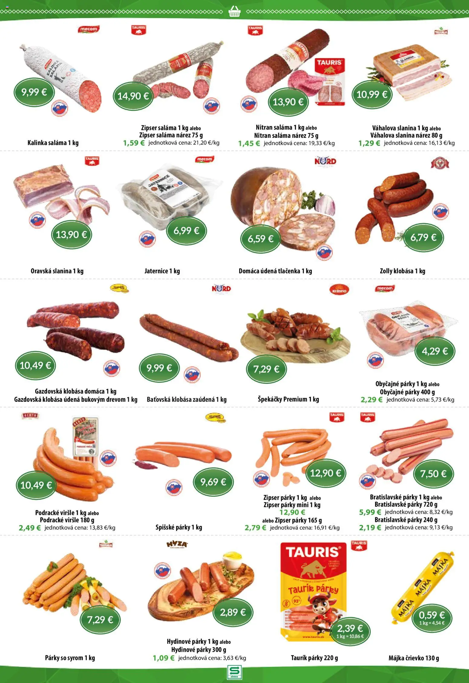 Nové Sintra akcie – leták je platný od 19.02.2026 | Strana: 3 | Produkty: Saláma, Slanina, Klobása, Párky
