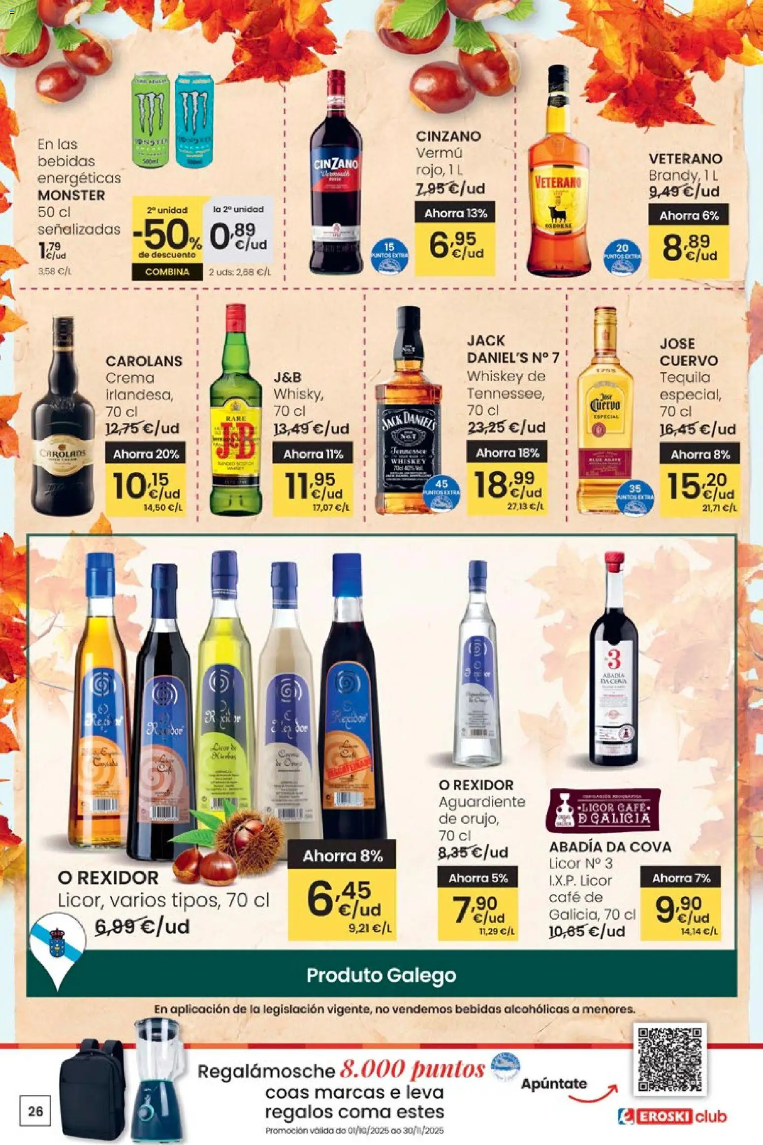 Eroski - Adiántate ao Nadal │ válido desde el 13.11.2025 | Página: 26 | Productos: Licor, Café, Crema