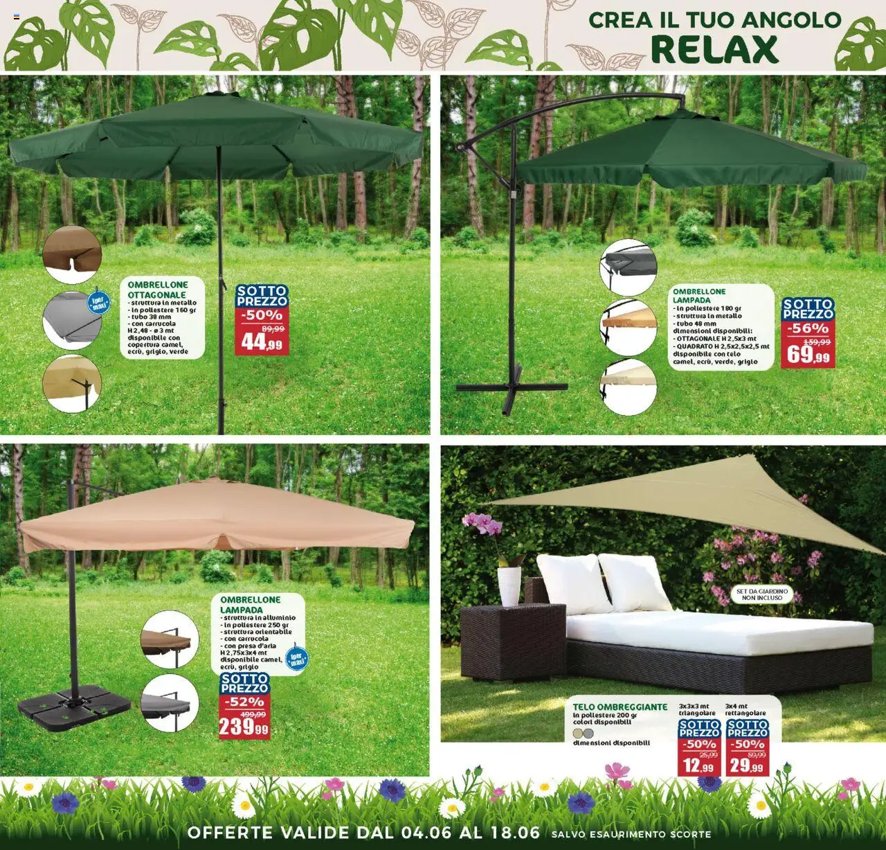 Volantino Happy Casa del 04.06.2025 | Pagina: 5 | Prodotti: Ombrellone, Tubo, Set da giardino, Lampada