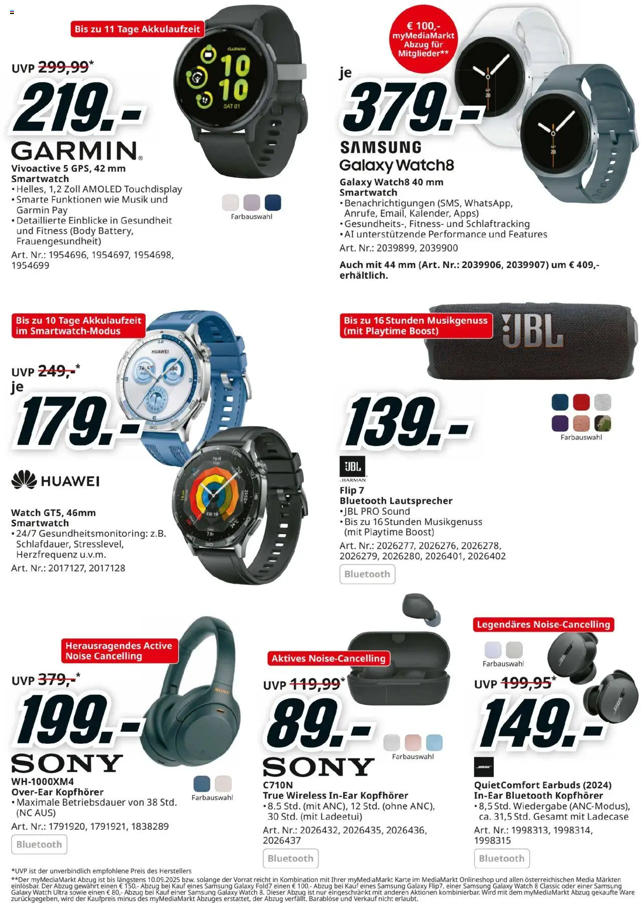 Media Markt Angebote gültig ab 24.08.2025 | Seite: 14 | Produkte: Kopfhörer, Lautsprecher, Smartwatch, Samsung