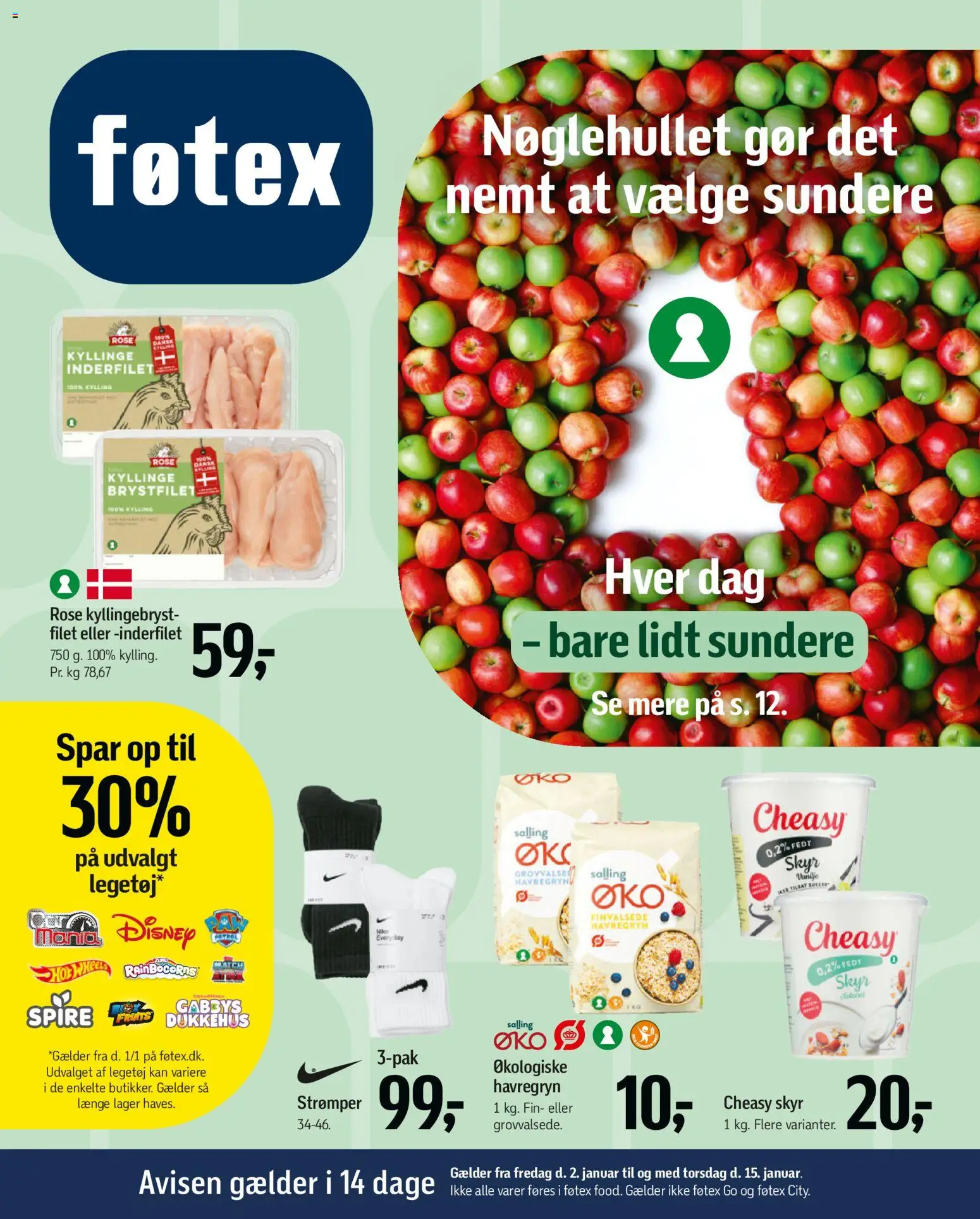 Føtex tilbudsavis – gyldig fra 02.01.2026 | Side: 2 | Produkter: Skyr, Havregryn, Strømper