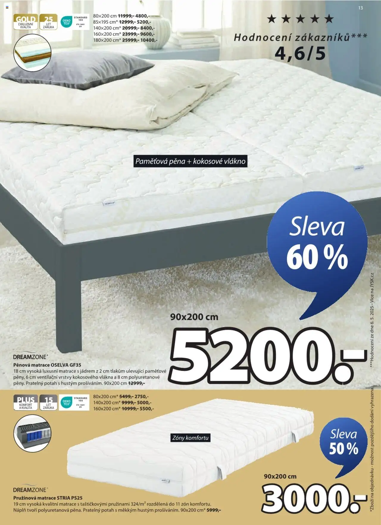 JYSK leták od 17.09.2025 | Strana: 13 | Produkty: Matrace