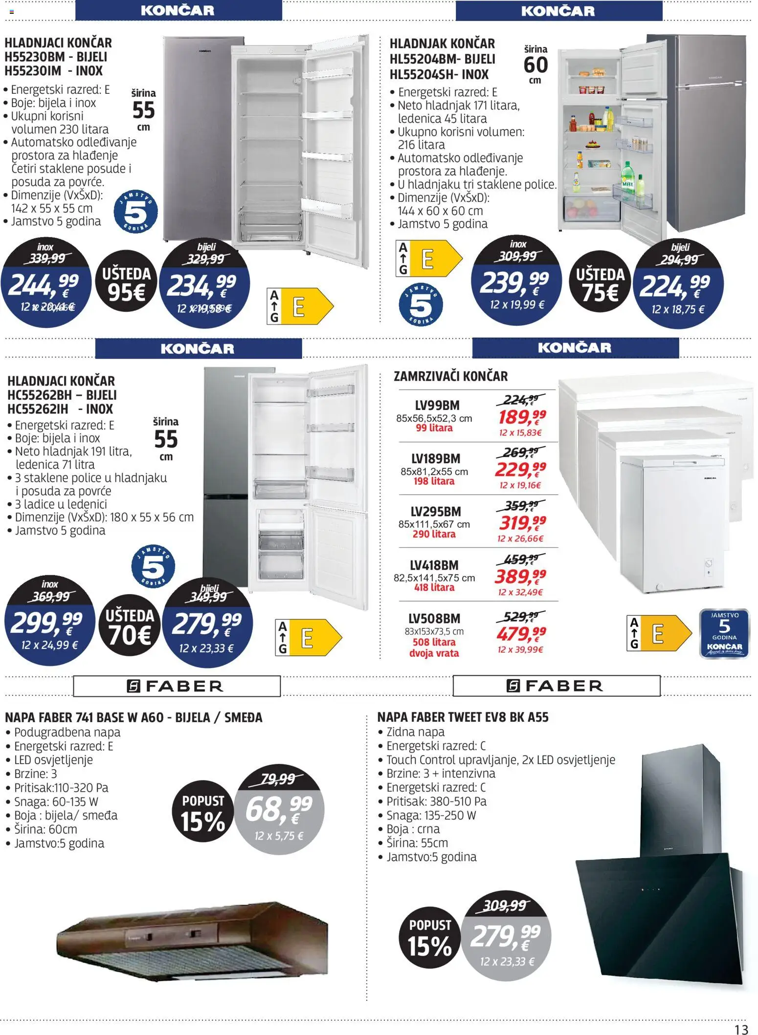 Centar Tehnike katalog | vrijedi od 13.04.2026 | Stranica: 13 | Proizvodi: Vrata, Ladice, Povrće, Hladnjak