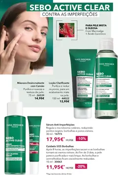 Pré-visualização Sérum Anti-Imperfeições, Regula o microbioma cutâneo, reduzindo pontos negros, borbulhas e poros visíveis. 30 ml válido de 12.03.2026 | Página: 34 | Produtos: Sérum