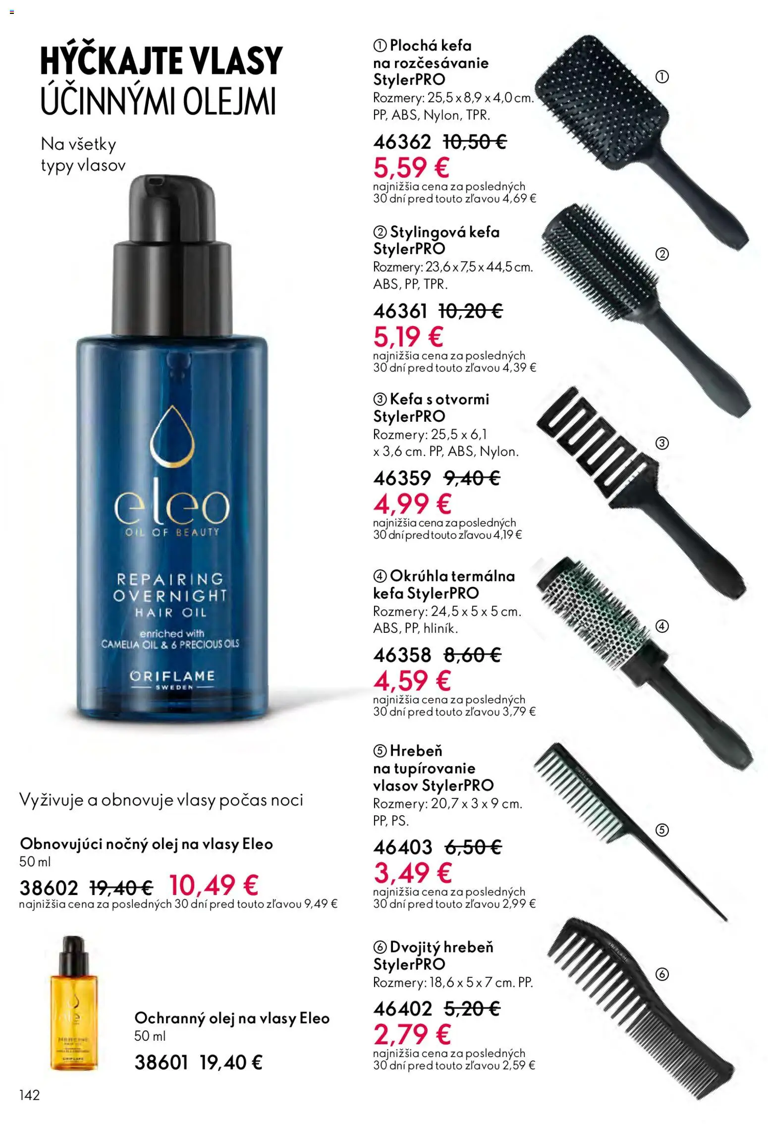 Nové Oriflame akcie – leták je platný od 03.12.2025 | Strana: 142 | Produkty: Olej, Olej na vlasy, Hrebeň, Kefa