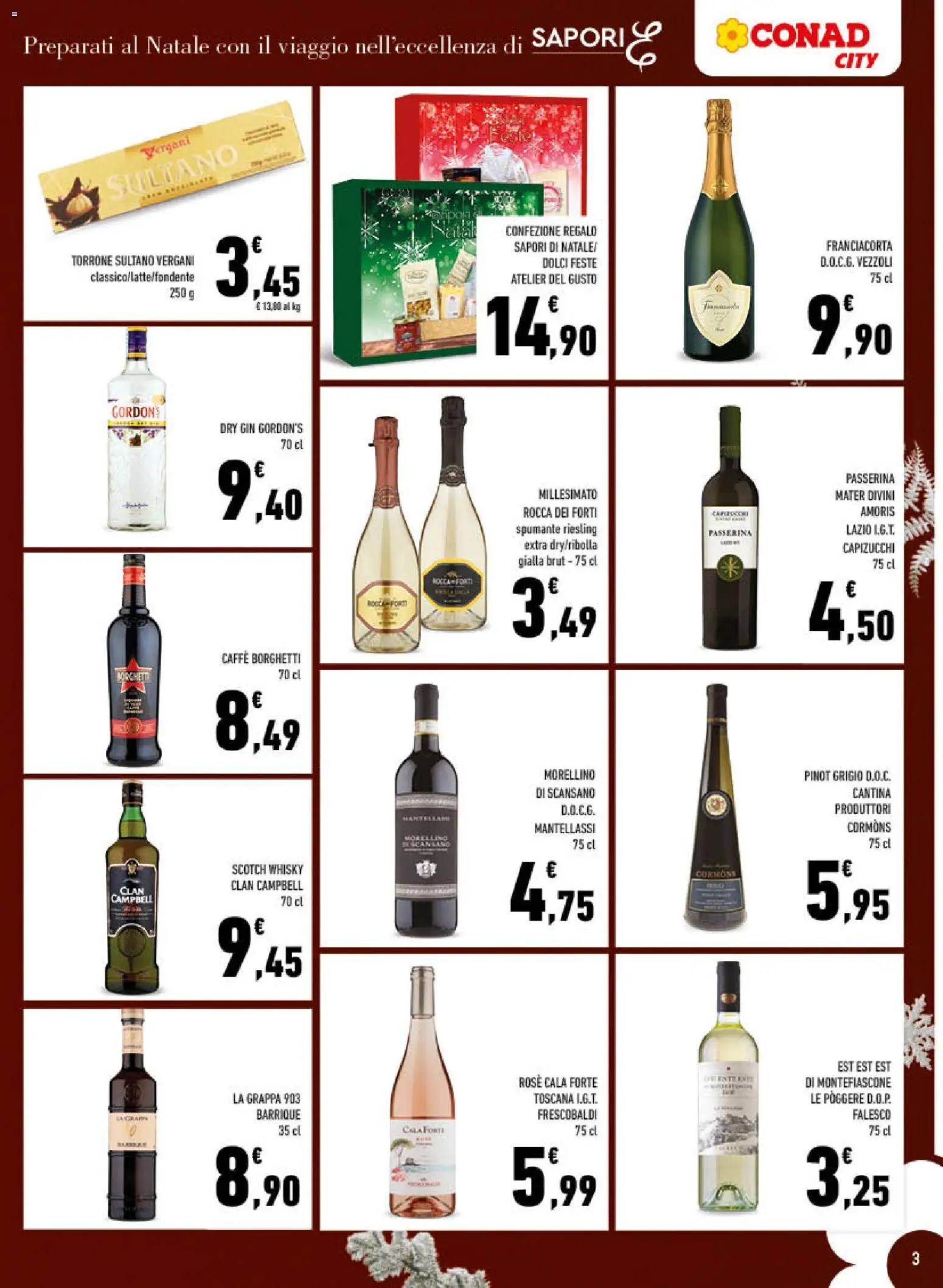 Volantino Conad del 01.12.2025 | Pagina: 3 | Prodotti: Caffè, Whisky, Spumante, Grappa