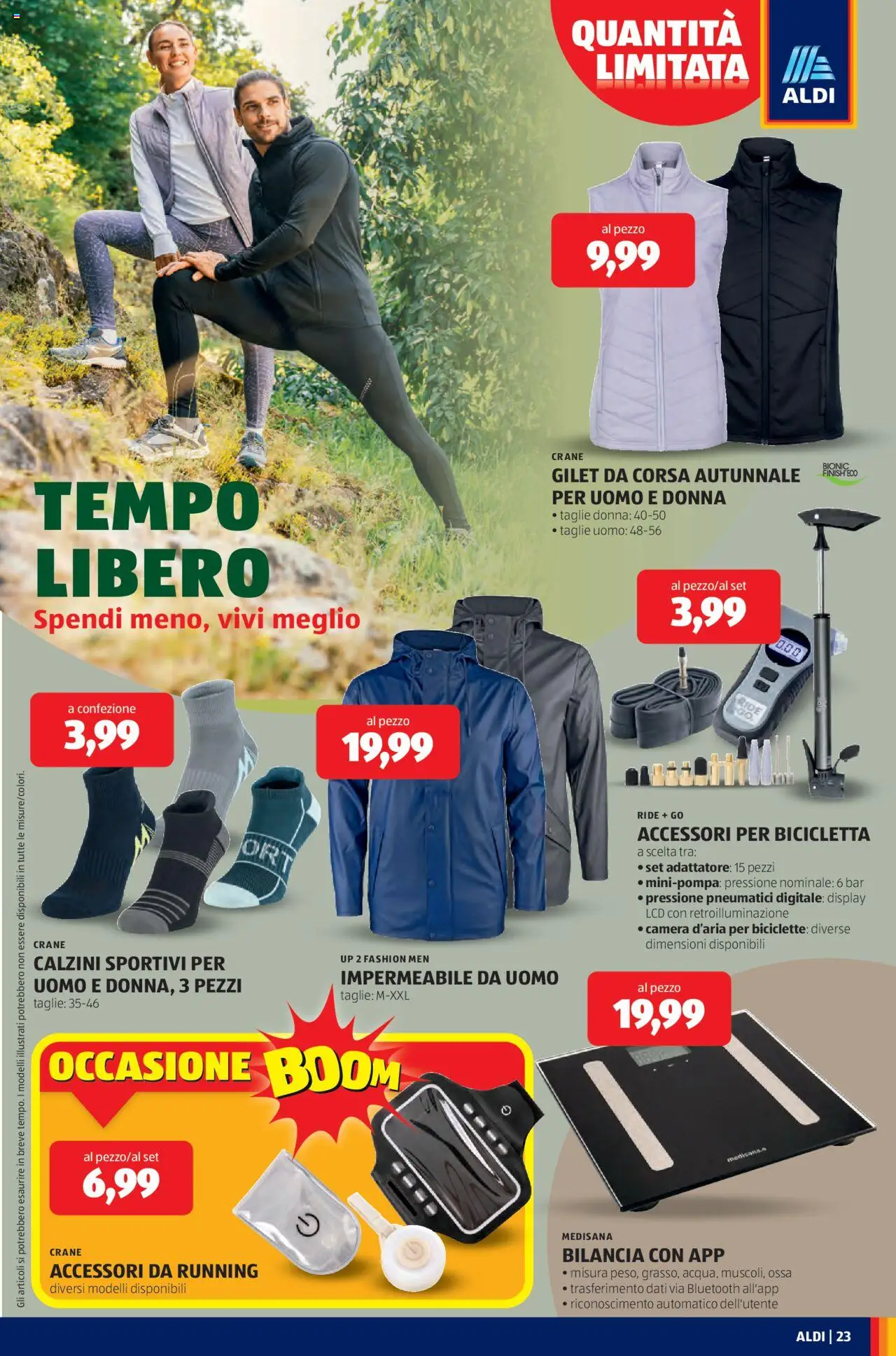 Volantino Aldi del 06.10.2025 | Pagina: 23 | Prodotti: Bicicletta, Calzini, Gilet, Adattatore