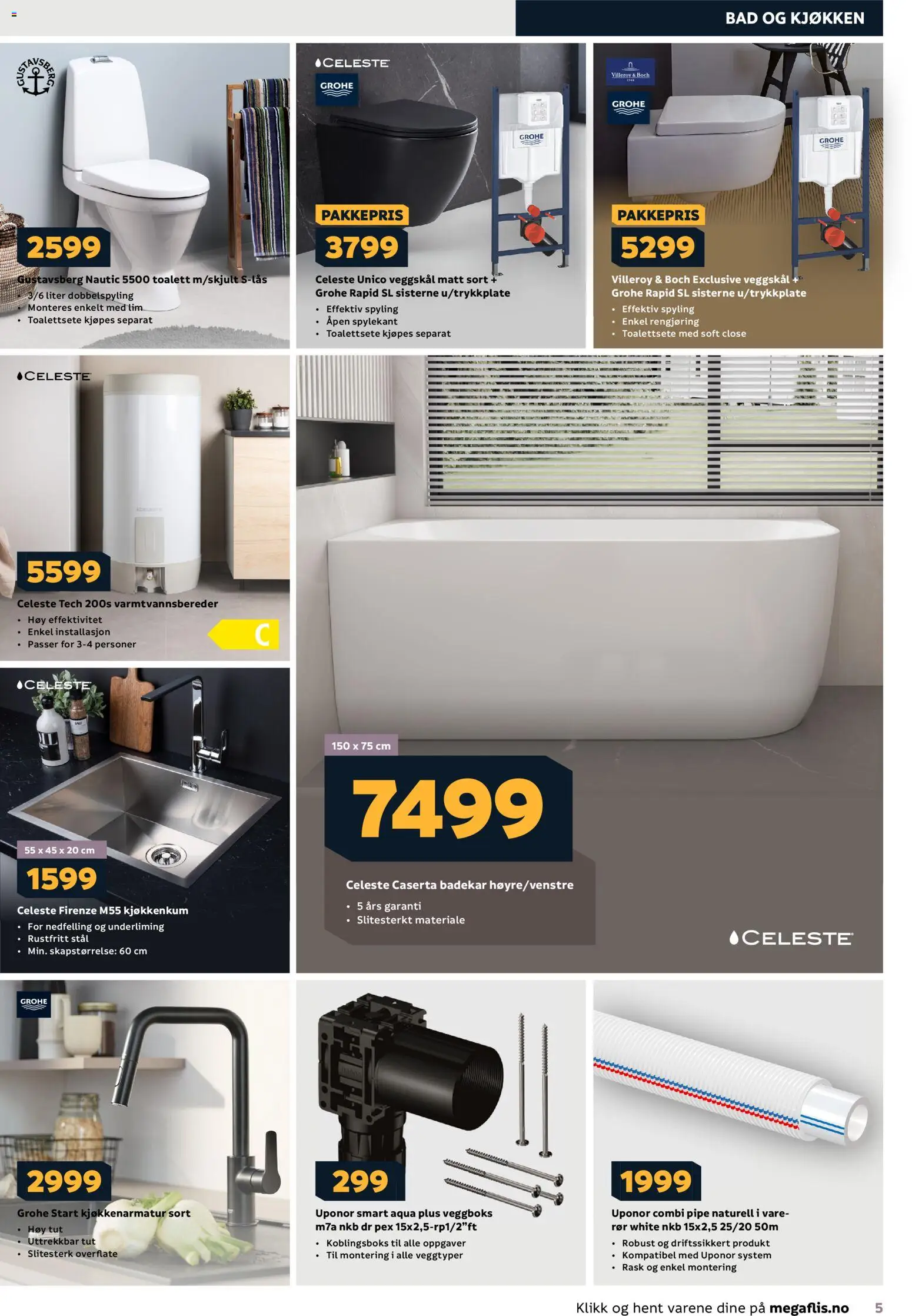 {H1} | Side: 5 | Produkter: Fourchettes, Badekar, Toalett, Bad