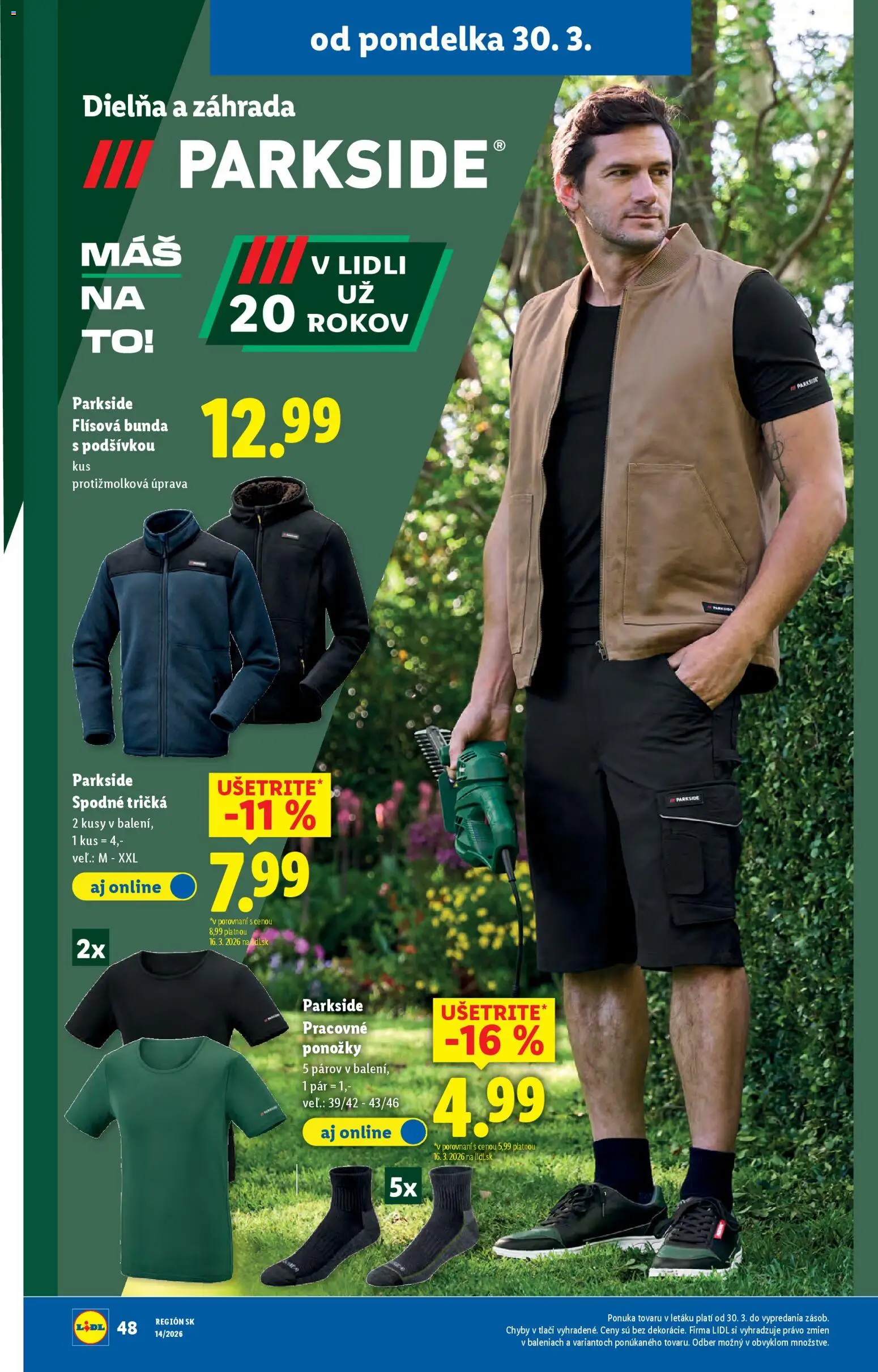 Nové Lidl akcie – leták je platný od 30.03.2026 | Strana: 68 | Produkty: Parkside, Bunda, Ponožky