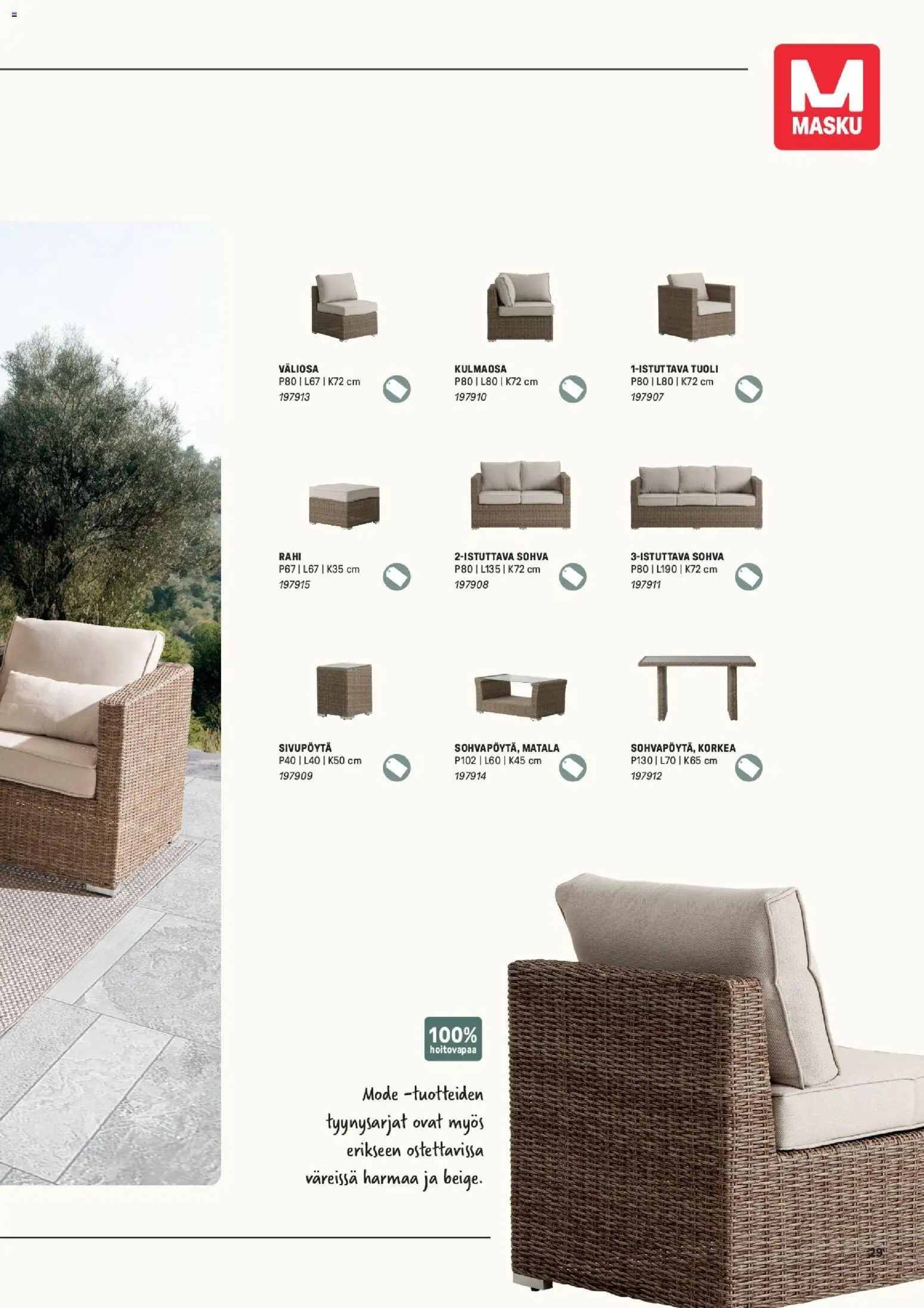 Masku tarjoukset – voimassa 09.03.2026 alkaen | Sivu: 29 | Tuotteet: Rahi, Sohva, Tuoli