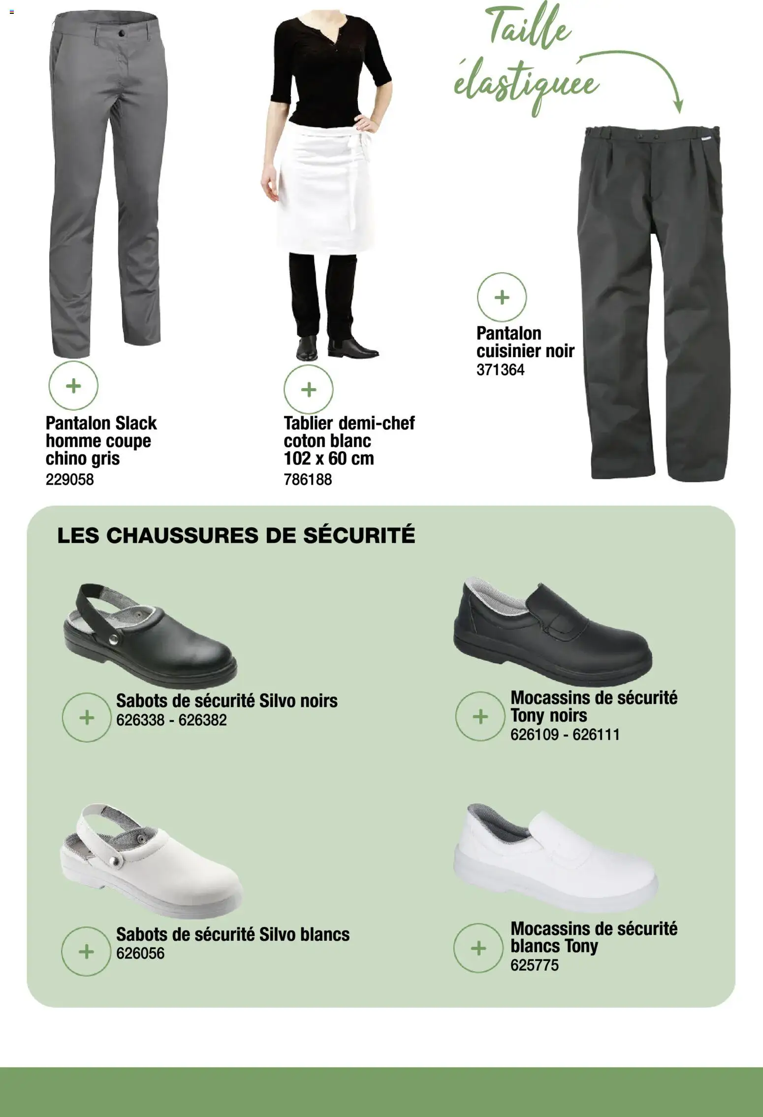{H1} | Page: 70 | Produits: Tablier, Coton, Chaussures de sécurité, Mocassins