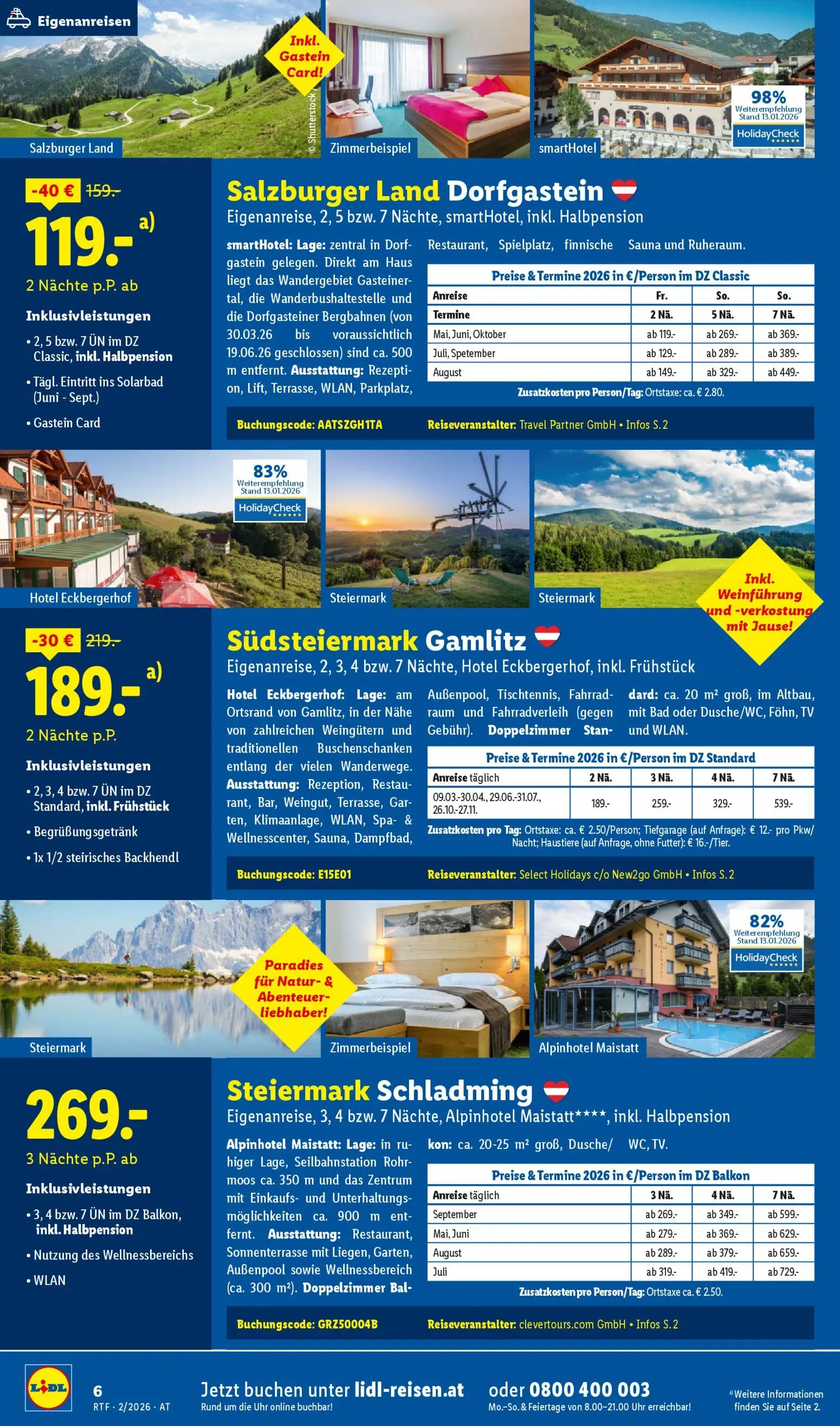Lidl Februar/März Reise - Highlights gültig ab 14.02.2026 | Seite: 6 | Produkte: Uhr, TV, Bad