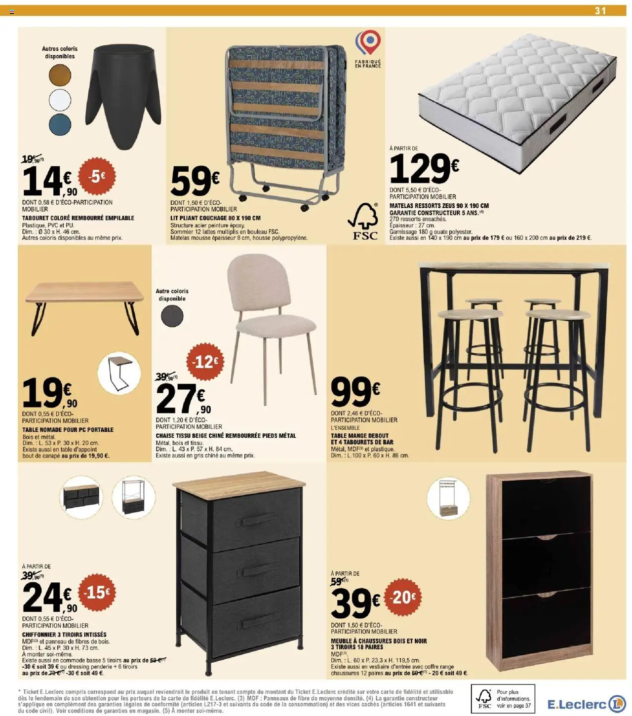  | Page: 31 | Produits: Mousse, Lit, Canapé, Portable