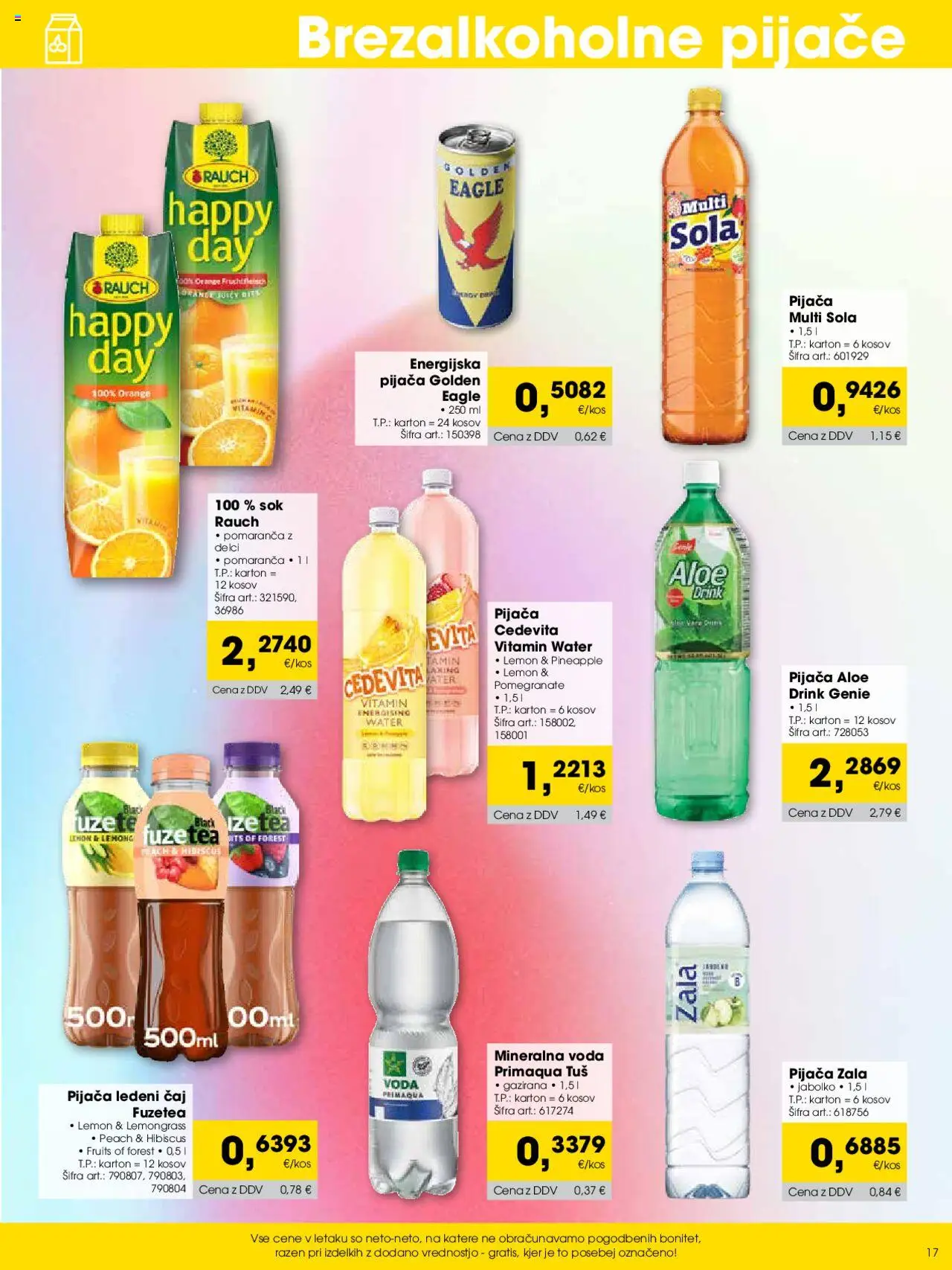 Tuš katalog cash & carry trgovec │ velja od 01.09.2025 | Stran: 17 | Izdelki: Ledeni čaj, Mineralna voda, Sok, Voda