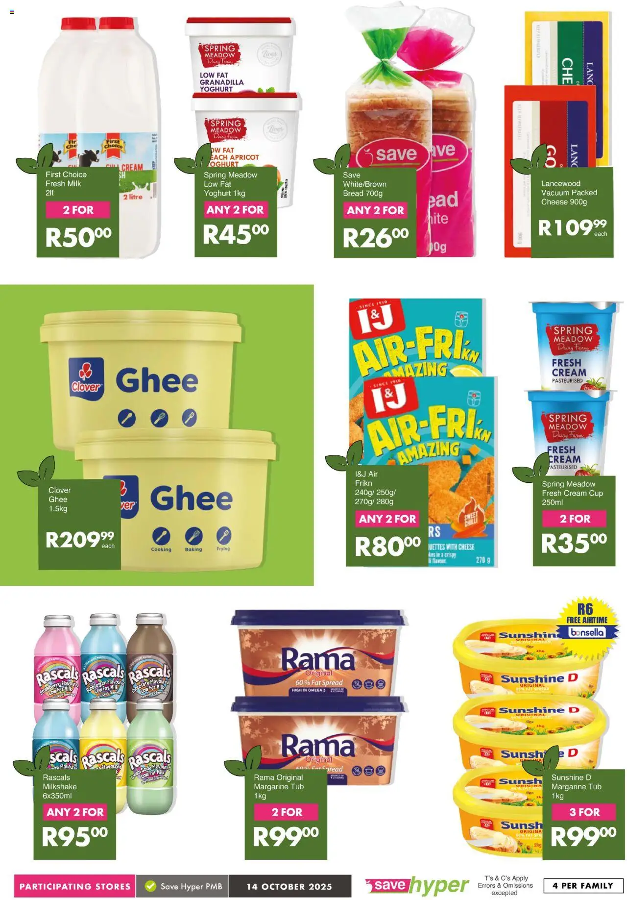 New Save catalogue – valid from 14.10.2025 | Page: 10 | Products: Yoghurt, Milk, Cream, Fat spread