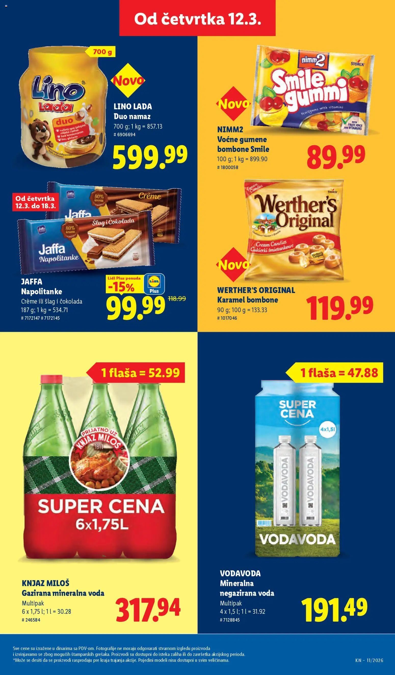 Lidl katalog - važi od 12.03.2026 | Strana: 29 | Proizvode: Šlag, Gumene bombone, Mineralna voda, Napolitanke