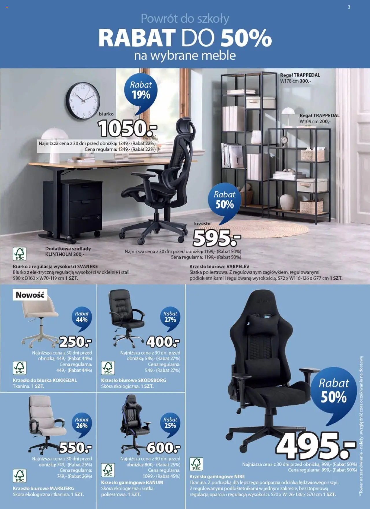 JYSK Gazetka od 13.08.2025 | Strona: 3 | Produkty: Poduszka, Krzesło, Biurko, Regał