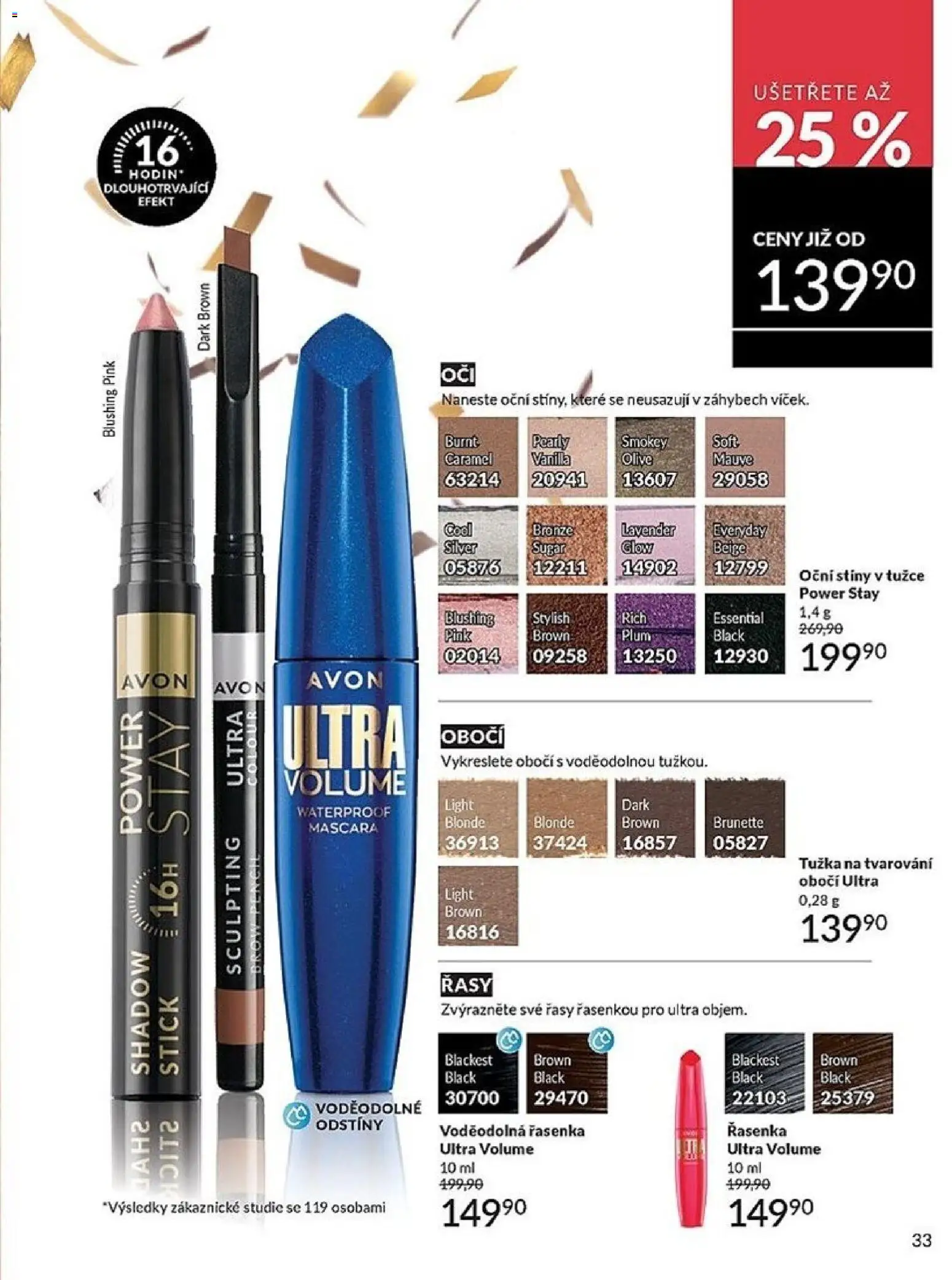 Avon katalog 1/2026 od 01.01.2026 | Strana: 33 | Produkty: Tužka, Řasenka, Oční stíny