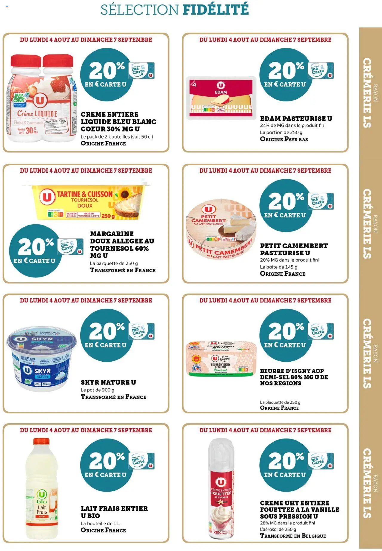  | Page: 5 | Produits: Lait, Beurre, Camembert, Crème