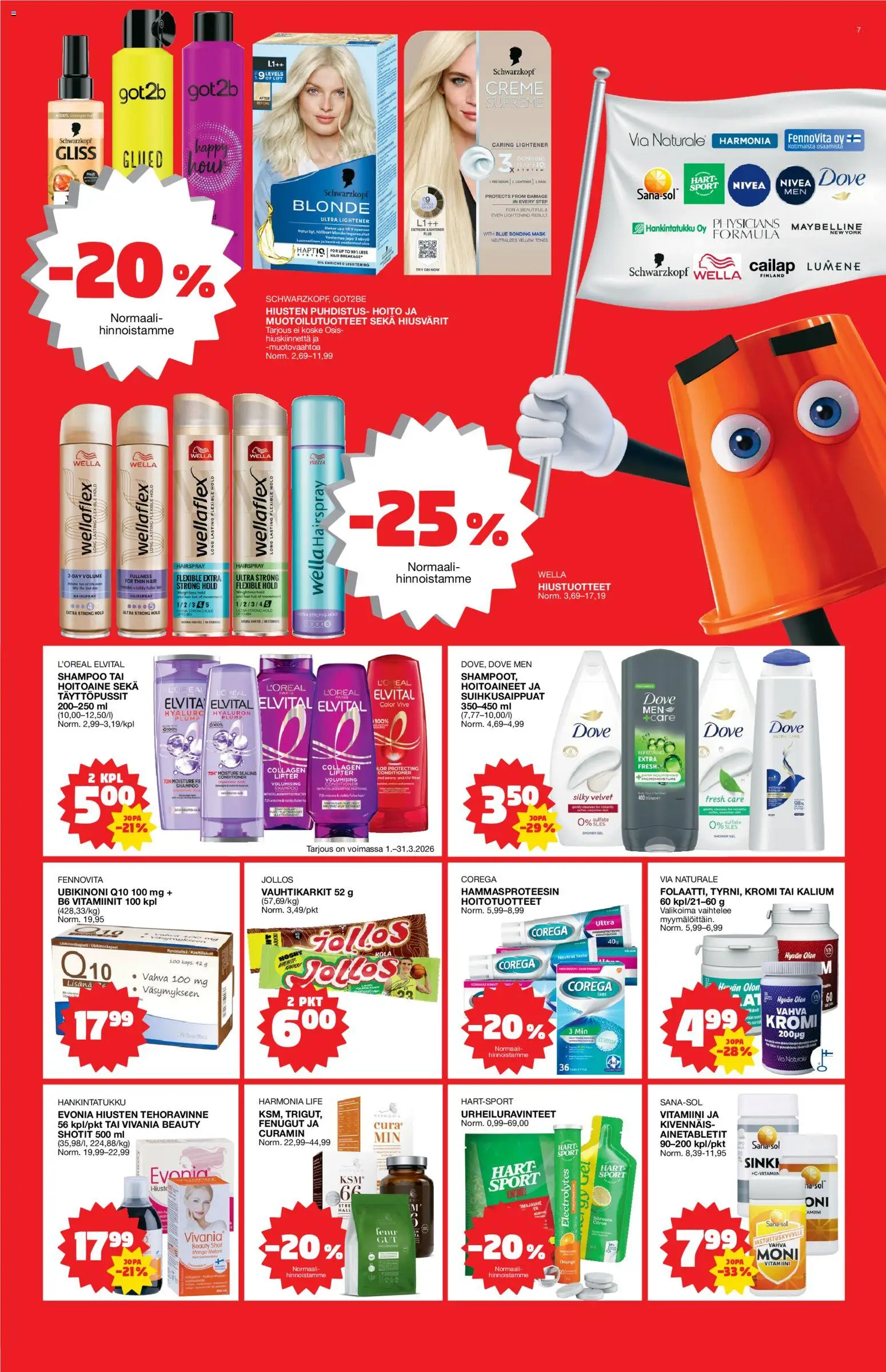 Tokmanni tarjoukset – voimassa 09.03.2026 alkaen | Sivu: 7 | Tuotteet: Shampoo, Hoitoaine, Vitamiinit