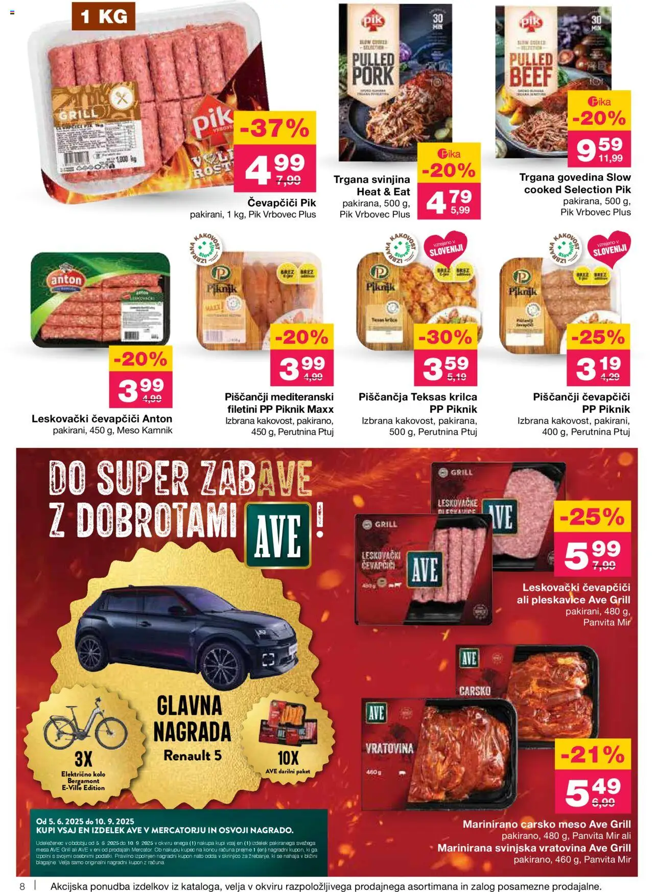 Mercator katalog │ velja od 31.07.2025 | Stran: 8 | Izdelki: Čevapčiči, Vratovina, Pleskavice, Grill