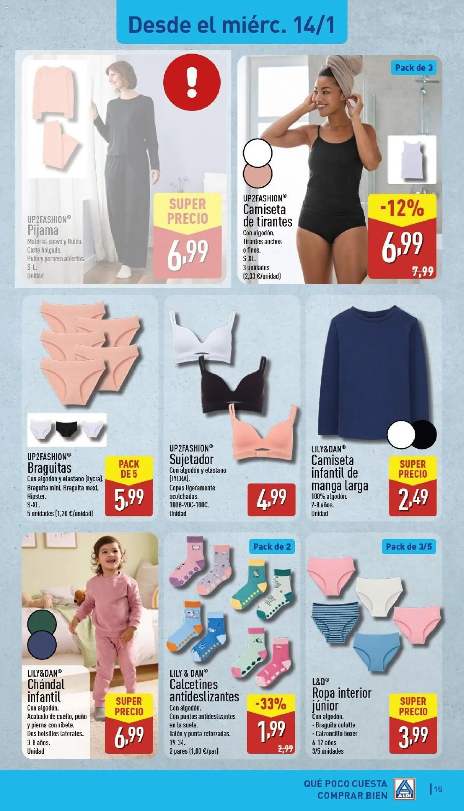 Aldi folleto Península │ válido desde el 12.01.2026 | Página: 15 | Productos: Ropa interior, Pijama, Ropa