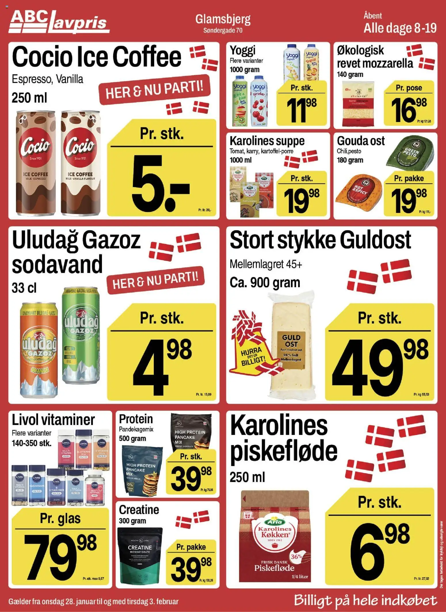 Abc Lavpris tilbudsavis – gyldig fra 28.01.2026 | Side: 5 | Produkter: Ost, Yoghurt, Sodavand, Suppe