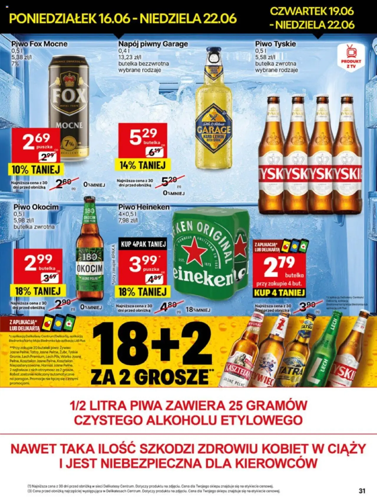 Delikatesy Centrum Gazetka od 16.06.2025 | Strona: 31 | Produkty: Tyskie, Harnaś, Piwo, Heineken