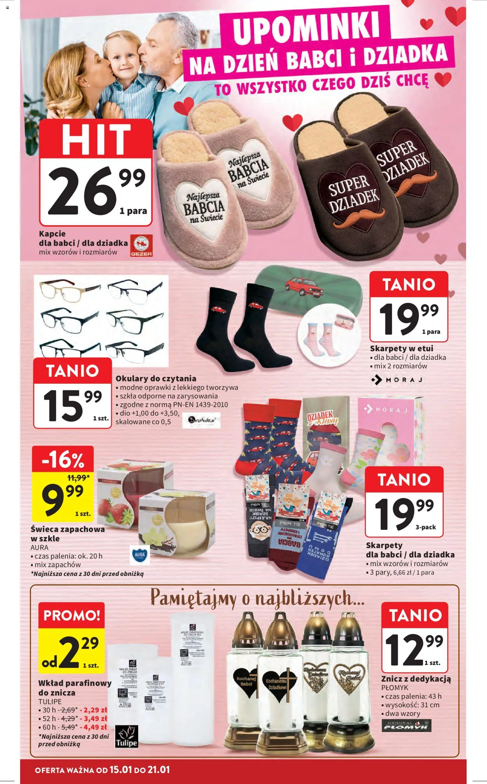 Intermarche Gazetka od 15.01.2026 | Strona: 10 | Produkty: Skarpety, Kapcie, Okulary