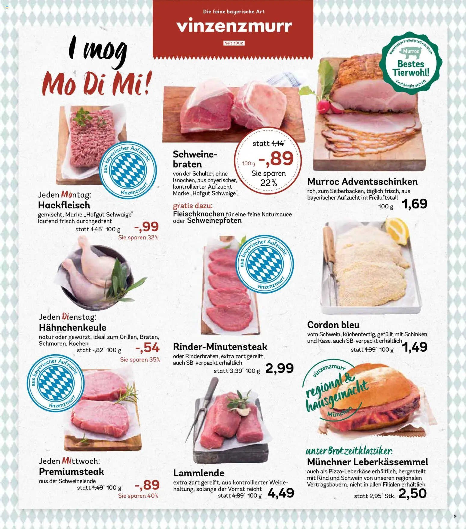 AEZ Prospekt 	 – gültig ab 24.11.2025 | Seite: 5 | Produkte: Schinken, Hackfleisch