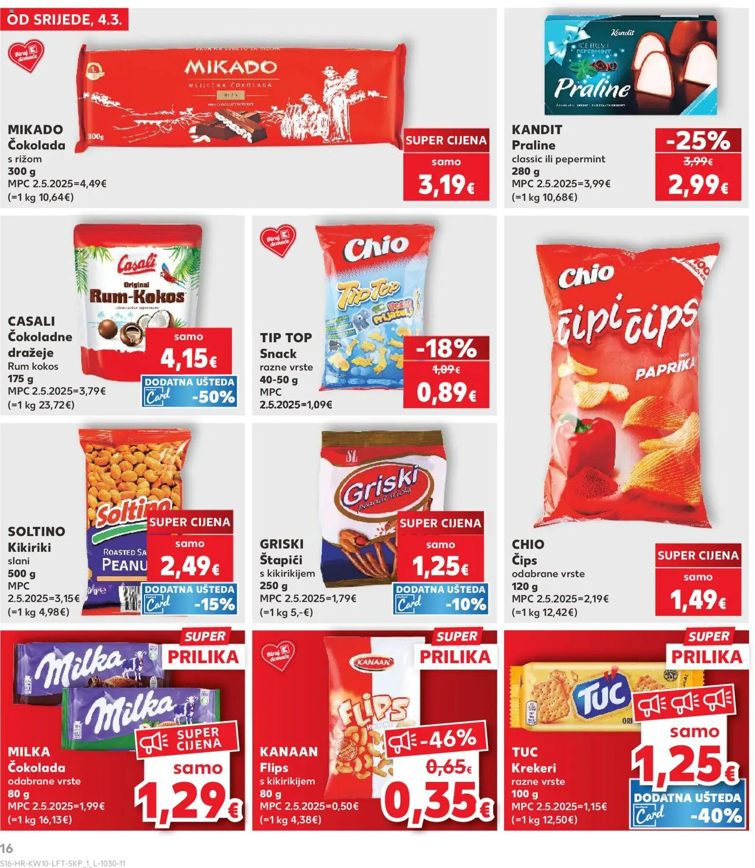 Kaufland HR akciós ujság - amely érvényes a következő dátumtól: 04.03.2026 | Oldal: 16 | Termékek: Rum, Praliné