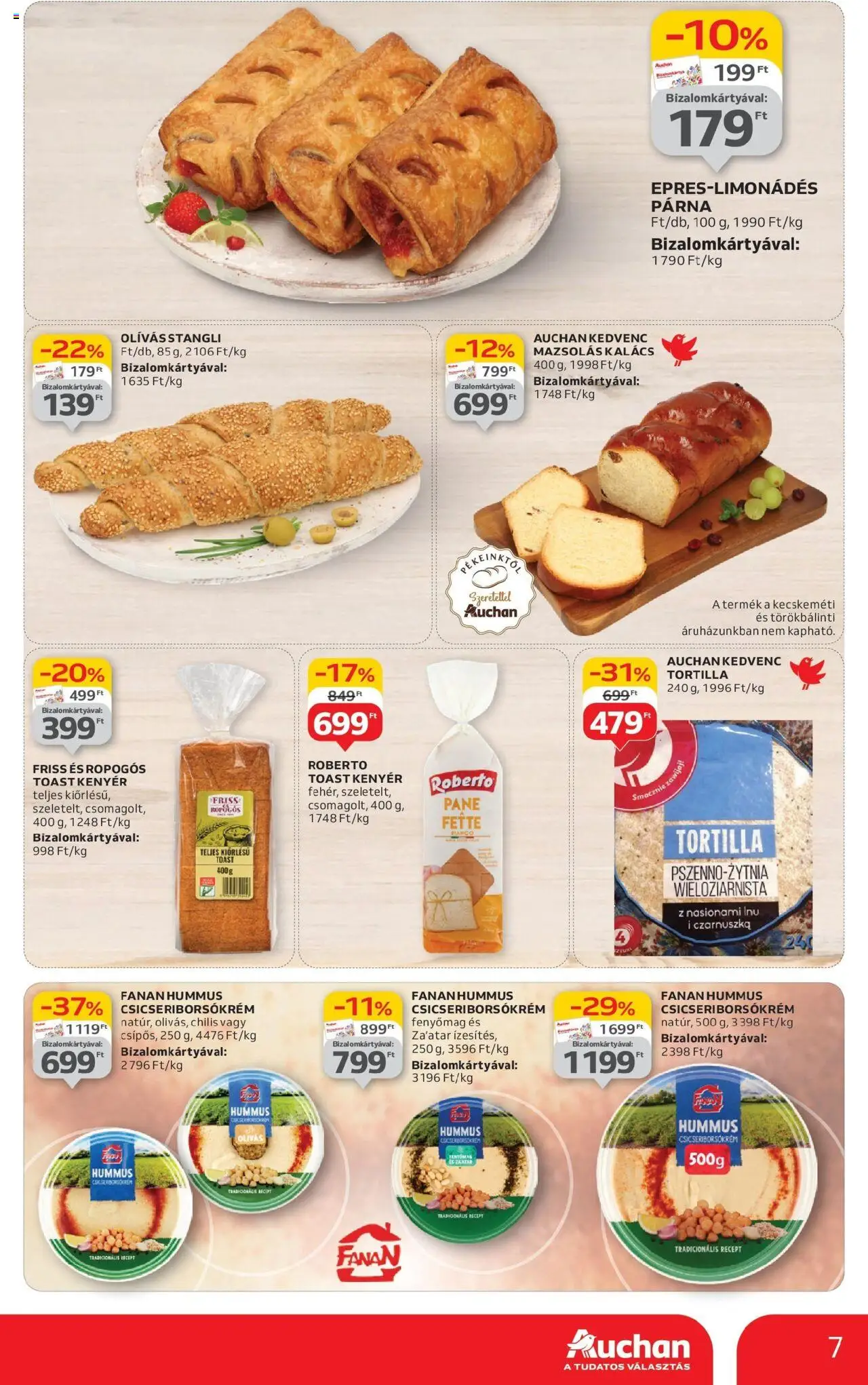 Auchan akciós ujság - amely érvényes a következő dátumtól: 12.06.2025 | Oldal: 7 | Termékek: Tortilla, Kalács, Párna, Kenyér